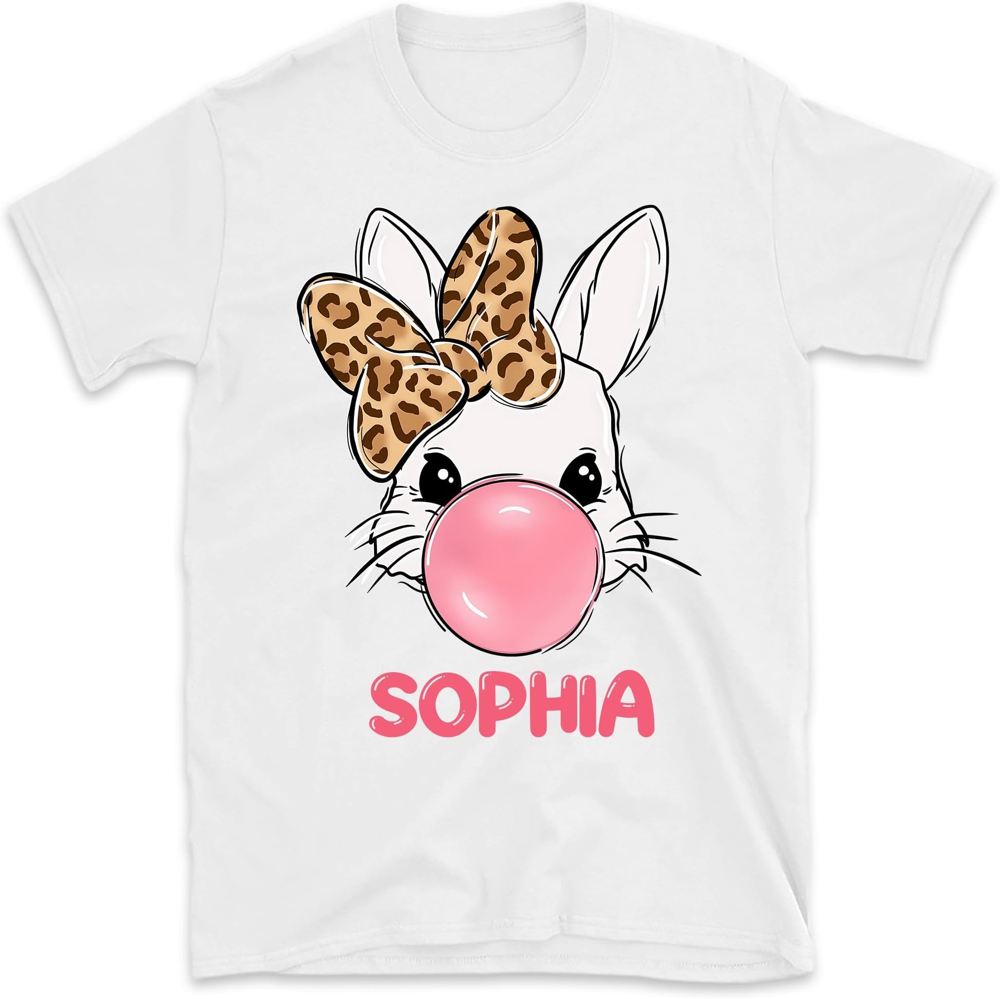 Easter Custom Name Bubble Gum Bunny Shirt, Personalized Easter Day Shirt for Baby Girls, Baby Onesie Toddle Youth Shirt, Cute Easter Shirt
