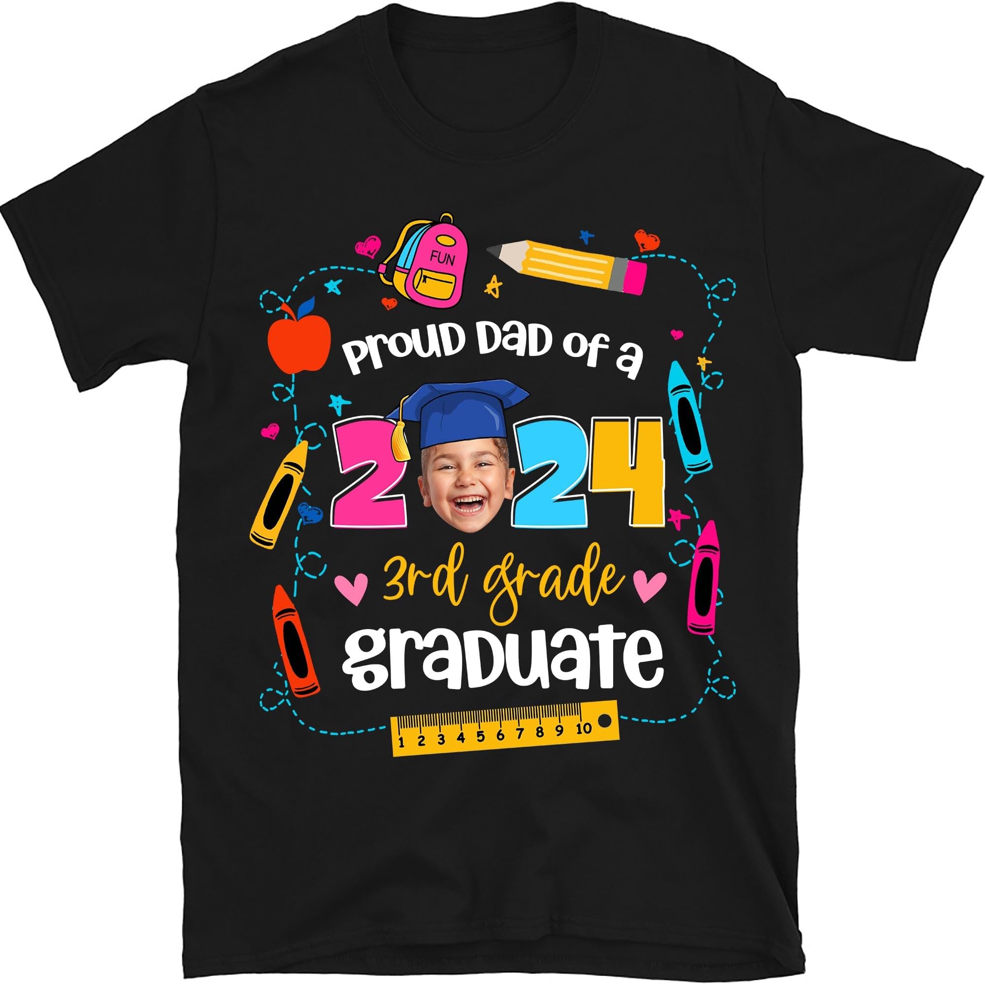 Personalized Proud Mom Dad of A 2024 Kindergarten Graduate Shirt, Custom Photo Proud Family Shirt,Kinder Graduation,1st 2nd Grade Graduation, Small