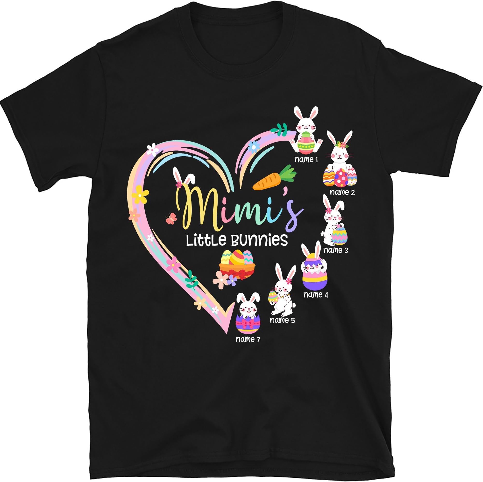 Personalized Grandma's Little Bunnies Shirt, Mimi's Little Bunnies Custom Bunny Heart Easter Shirt, Easter Gift For Grandma Mimi, Small