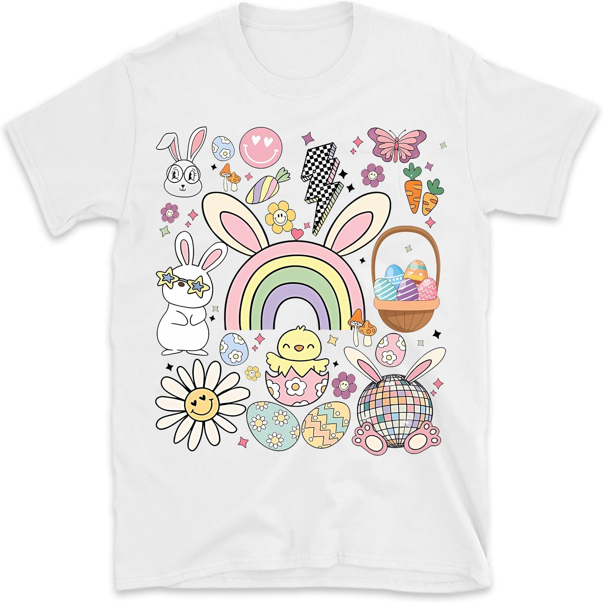 Retro Easter Shirt, Groovy Easter Shirts, Easter Bunny Gift, Cute Easter Kids Tees, Easter Family Bunny Shirt