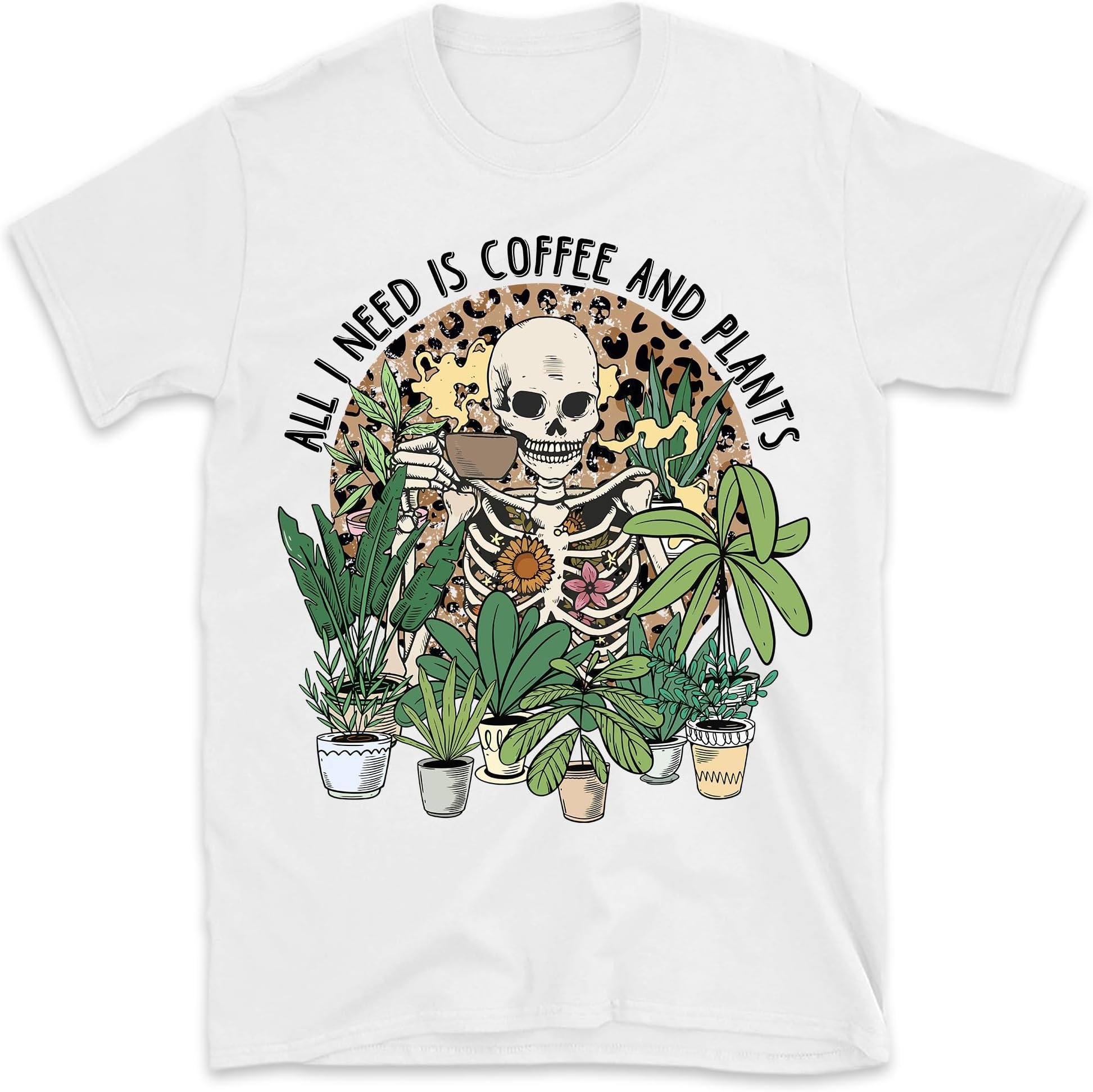 All I Need Is Coffee And Plants Sweatshirt, Leopard Plant Lady Shirt, Plant Mama Shirt, Gardening Shirt, Gift For Plant Lovers, Small