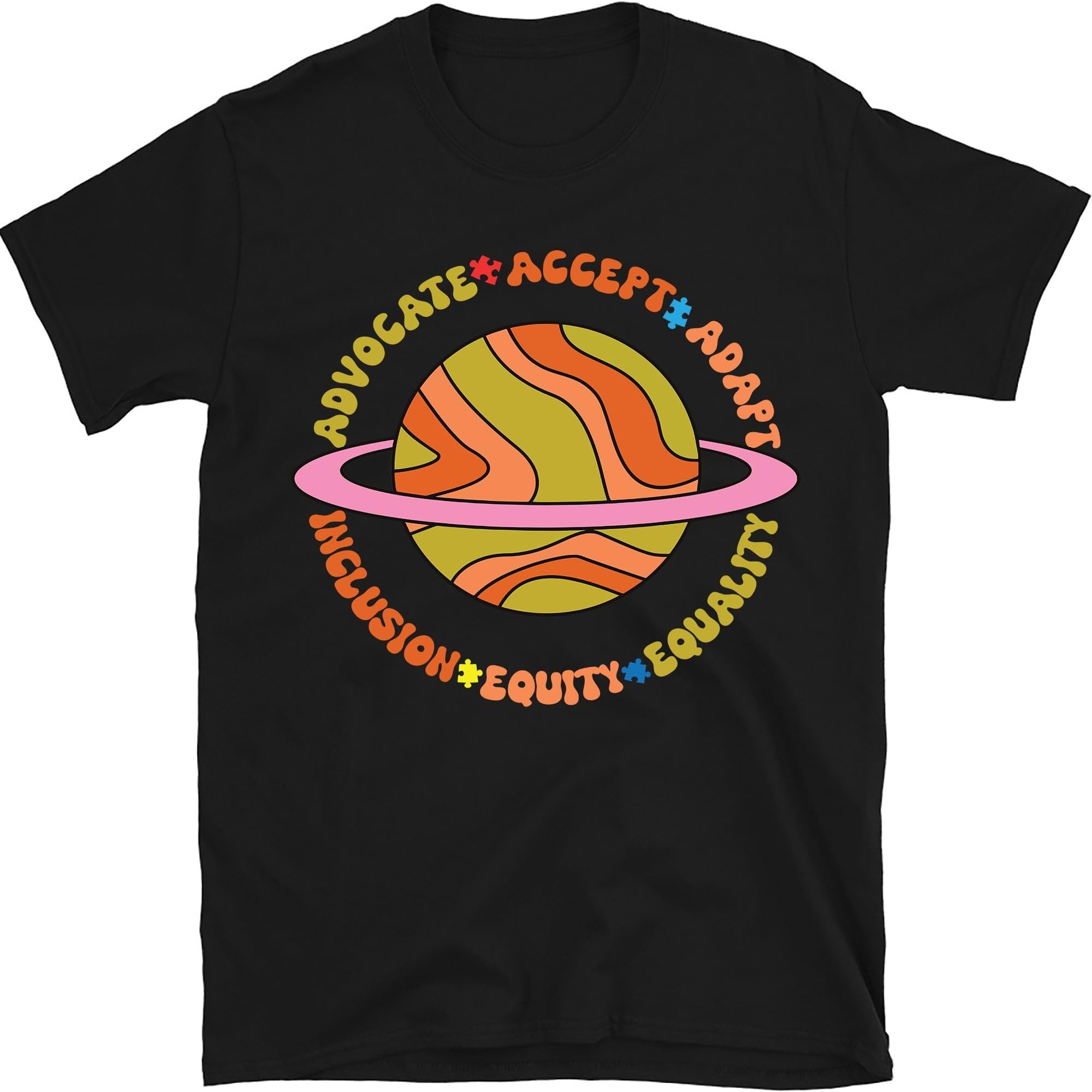 Accept Adapt Advocate Inclusion Equity Equality Shirt, Sped Teacher Shirt, Neurodiversity Shirt, Space Neurodiversity Shirt, Autism Shirt, Small