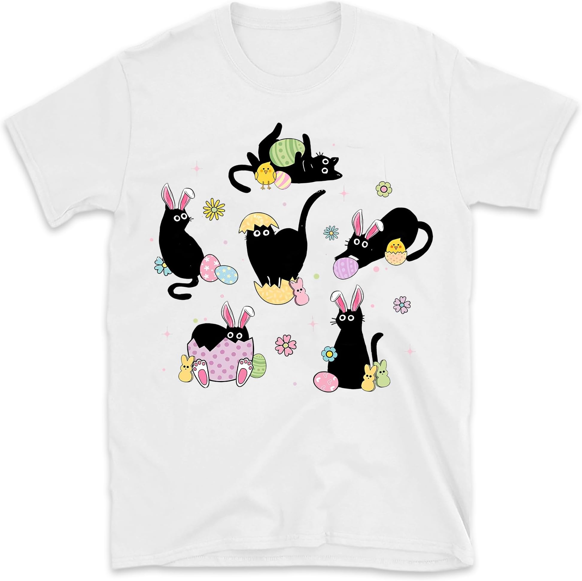 Happy Easter Black Cat Sweatshirt, Bunny Kitten Shirt, Black Cat Lover Shirt, Cat Mom Sweater, Black Cat Easter Day Gift