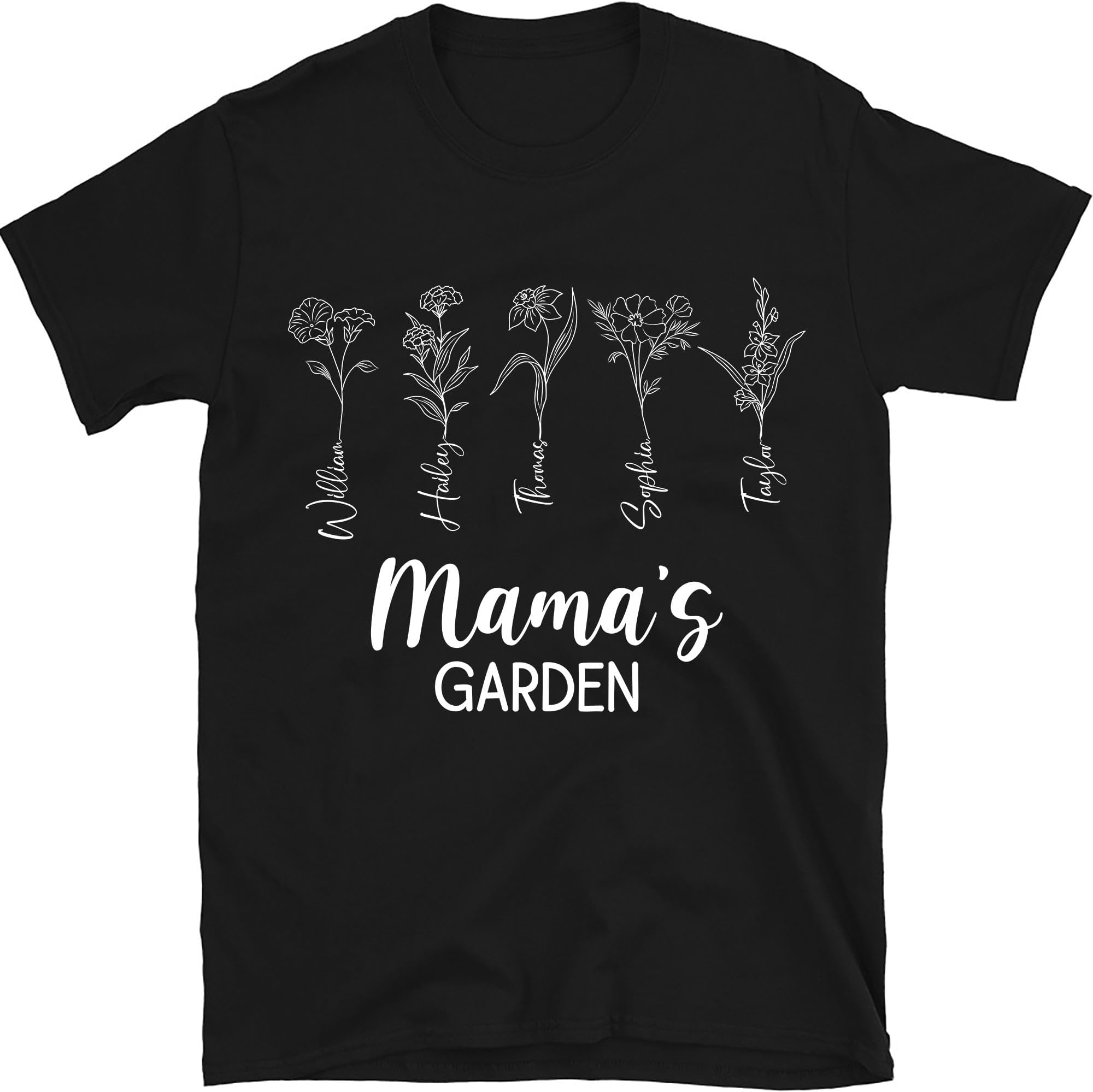Custom Birth Flower Mothers Day Shirt, Mama's Garden T-Shirt, Personalized Mom Tee, Custom Wildflower Mom