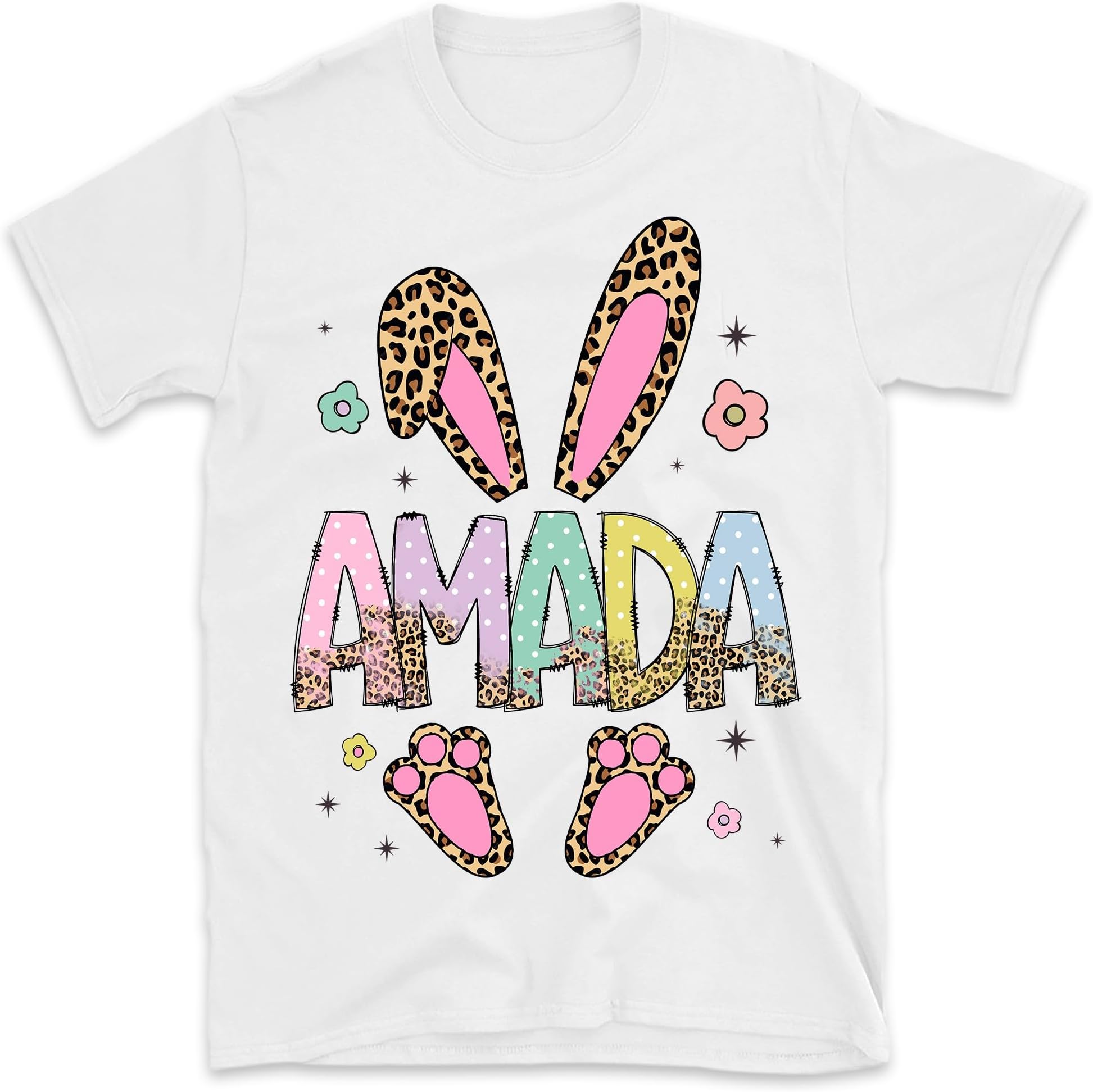 Custom Name Easter Leopard Kid Shirt, Personalized Easter Day Shirt for Baby Girls, Baby Onesie Toddle Youth Shirt, Cute Bunny Easter Shirt