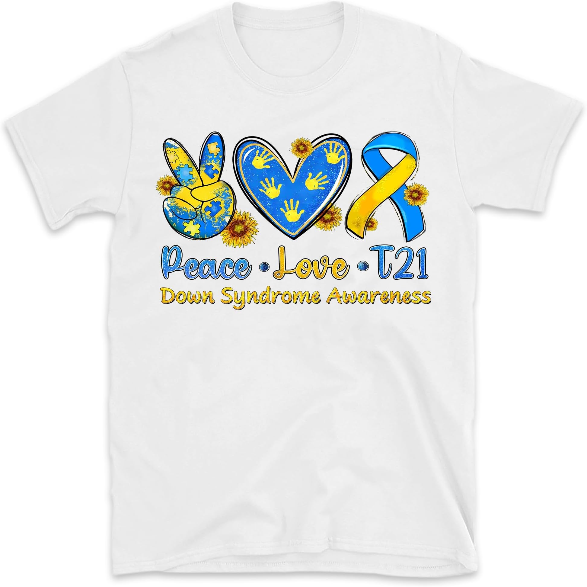 Peace Love T21 Shirt, Down Syndrome Awarenss Shirt, Trisomy 21 Shirt, Extra Chromosome Shirt, Small