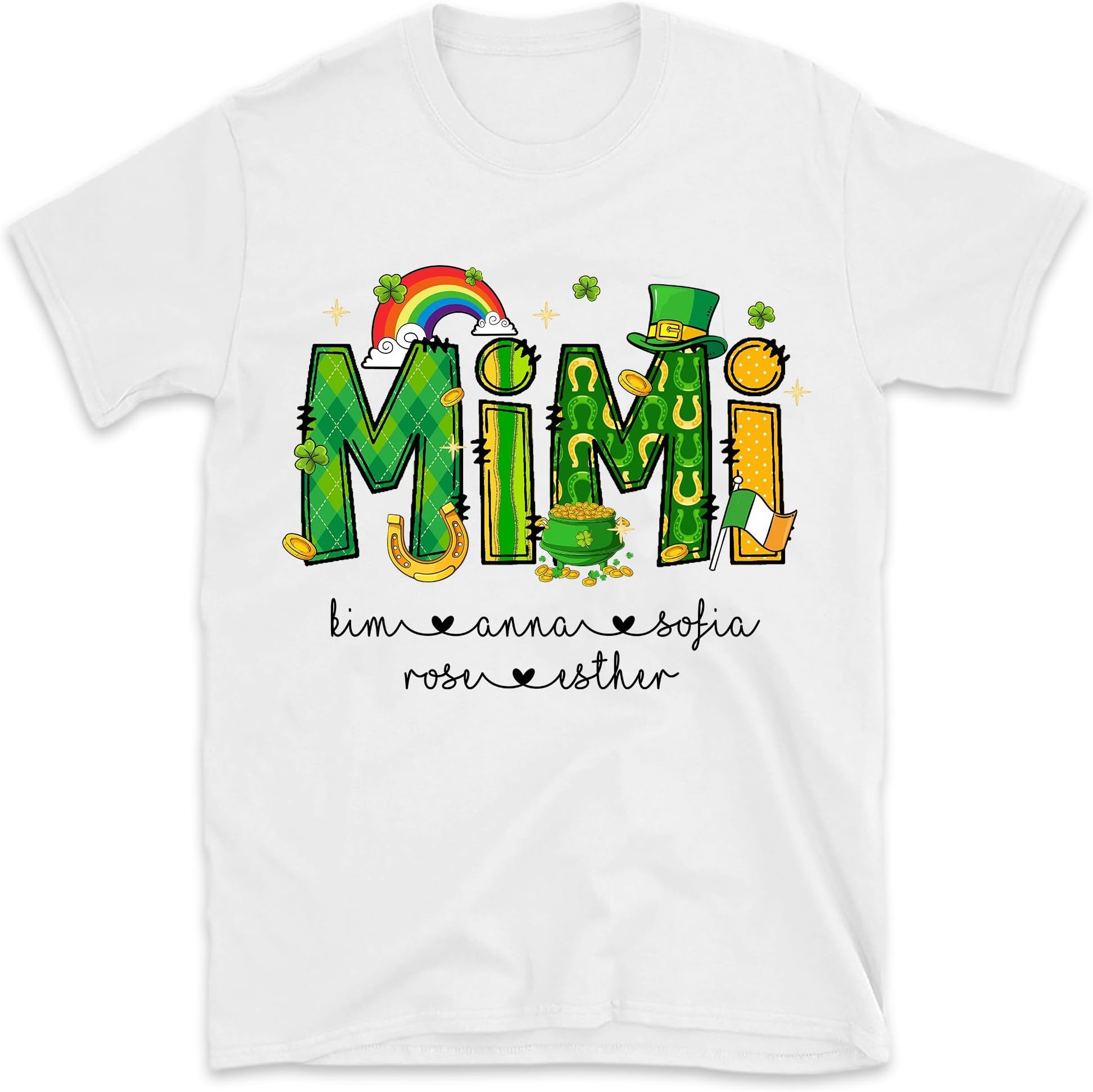 Personalized Mimi St Patrick's Day Shirt, Grandma Patty Day Gift, Custom Kids Names Shirt, Patrick's Day Shirt, Mom Grandma Shirt