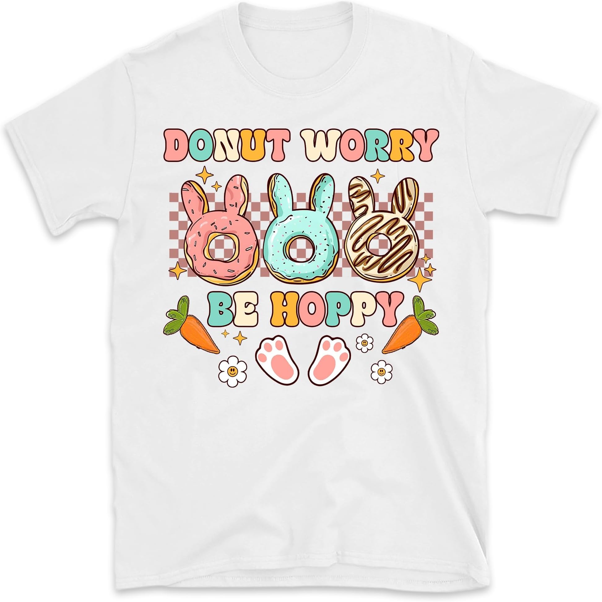 Don't Worry Be Hoppy Shirt, Easter Bunny Donut Shirt, Donut Lover Shirt, Groovy Easter Shirt, Retro Easter Kids Shirt