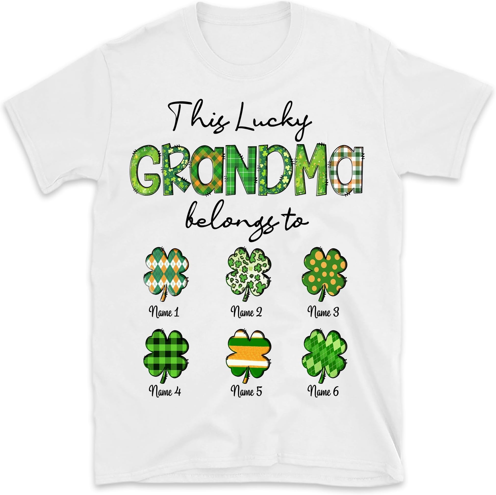 Personalized This Lucky Grandma Belongs to Shirt, Custom Lucky Shamrock Grandkids Shirt, St Patricks Day Gift for Mom