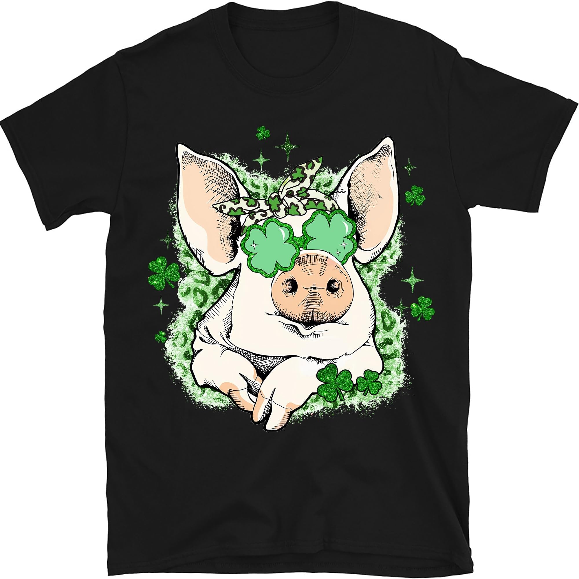 Leopard Shamrock St Patrick Pig Shirt, Cute Irish Pig Shirt, Pig Lover Shirt, Farming St Patrick Day Shirt