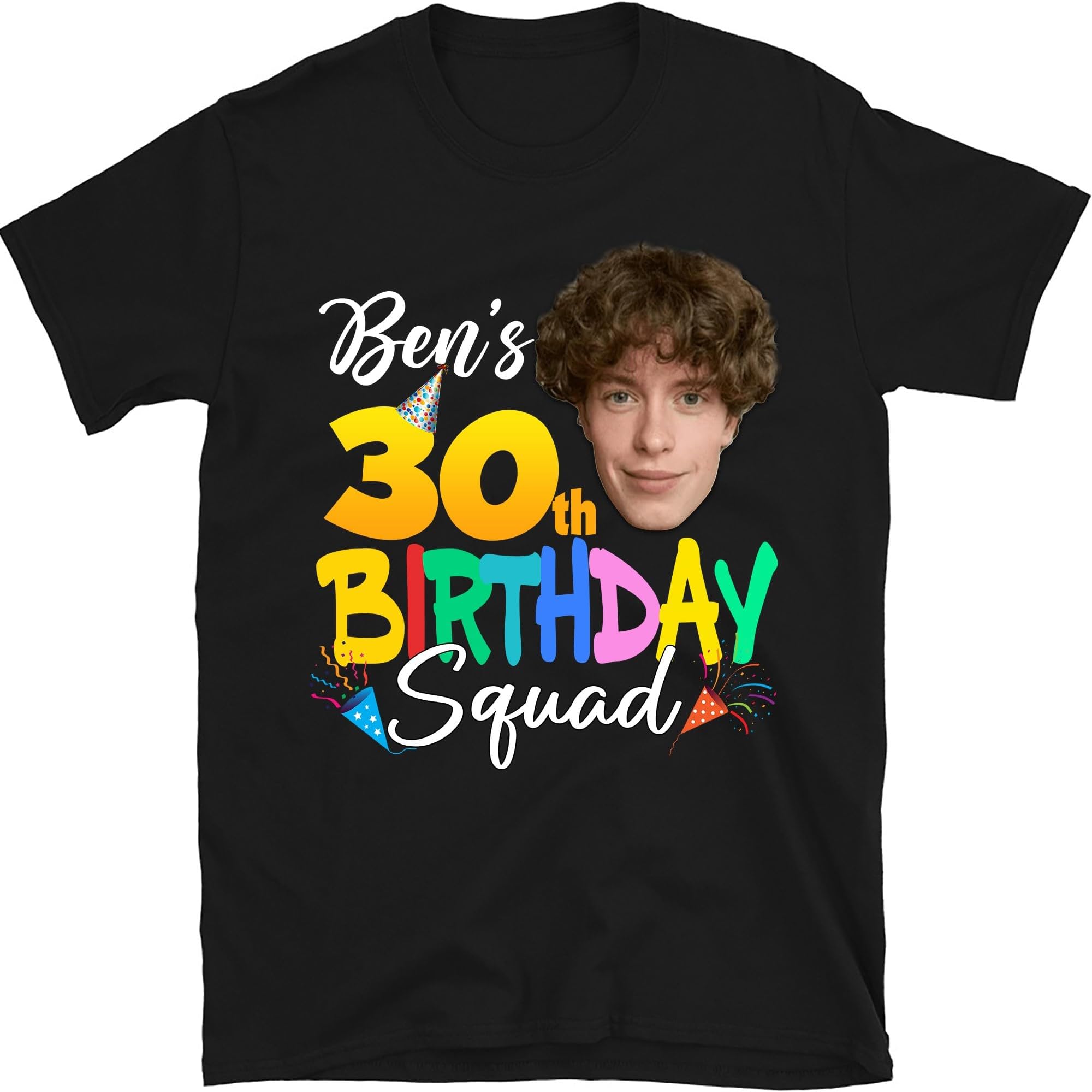 Personalized 30th Birthday Squad Shirt, Custom Birthday Photo, Funny Face Picture Shirts, Birthday Party Matching Tees, Birthday Gift
