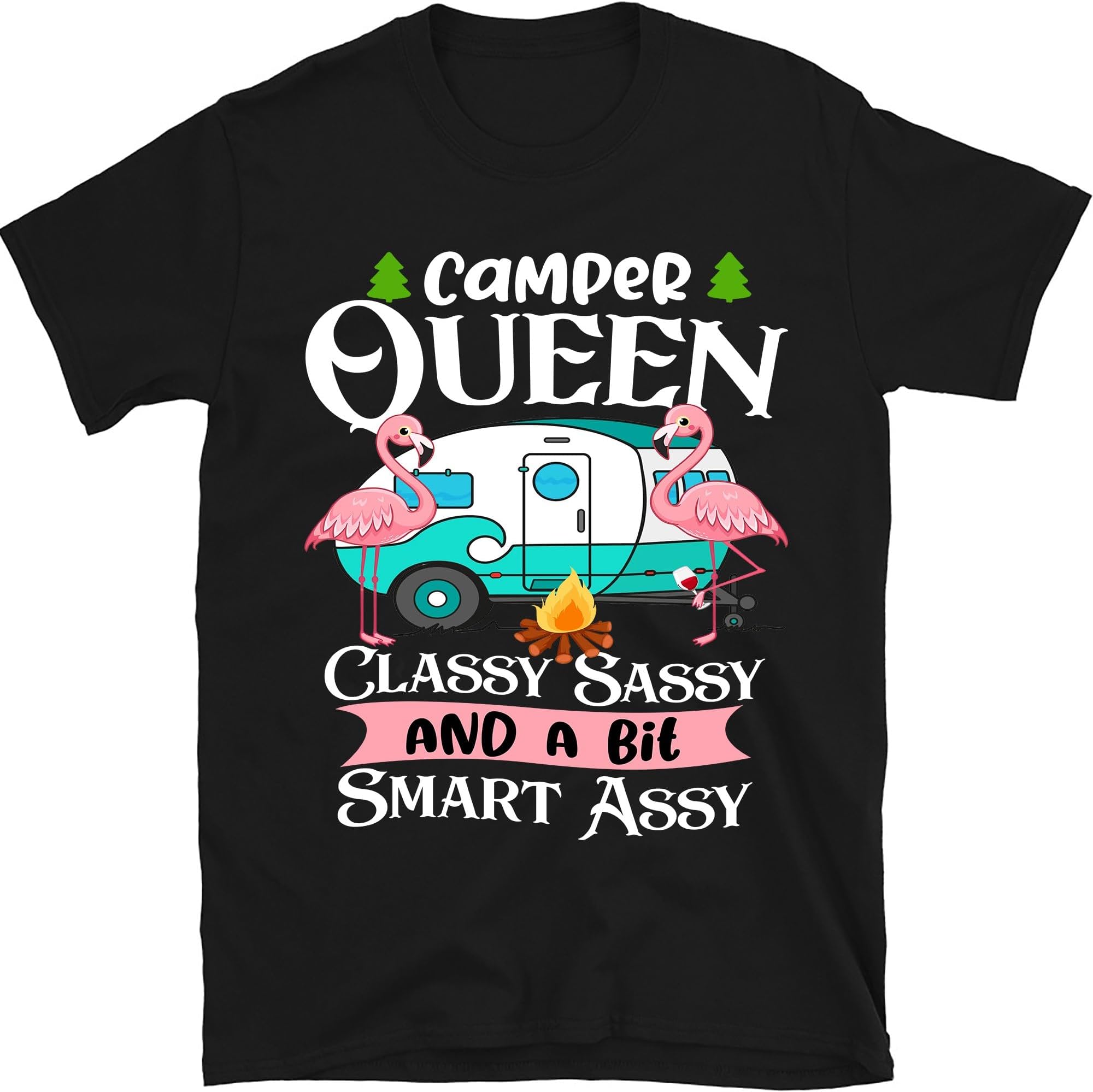 Camper Queen Classy Sassy Smart Funny Women Girls Camping T-Shirt, Camping Shirts, Camp Shirts, Camping Gift, Funny Camper Shirt