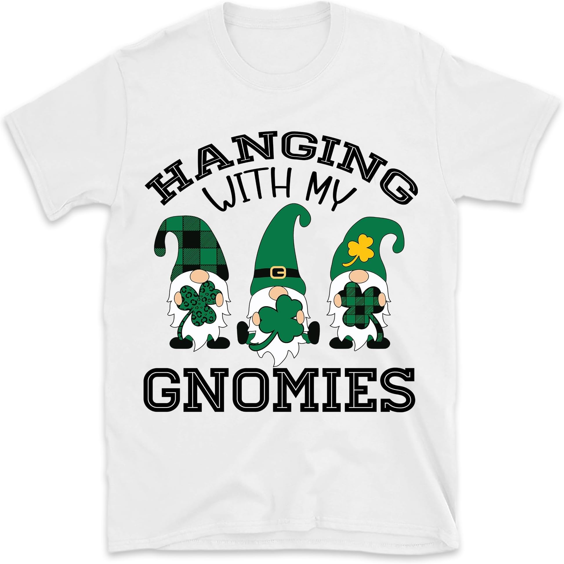 Hangin' with My Gnomies Shirt, Lucky Shamrock Gnomies Buffalo Plaid Shirts, Happy St Patrick's Day