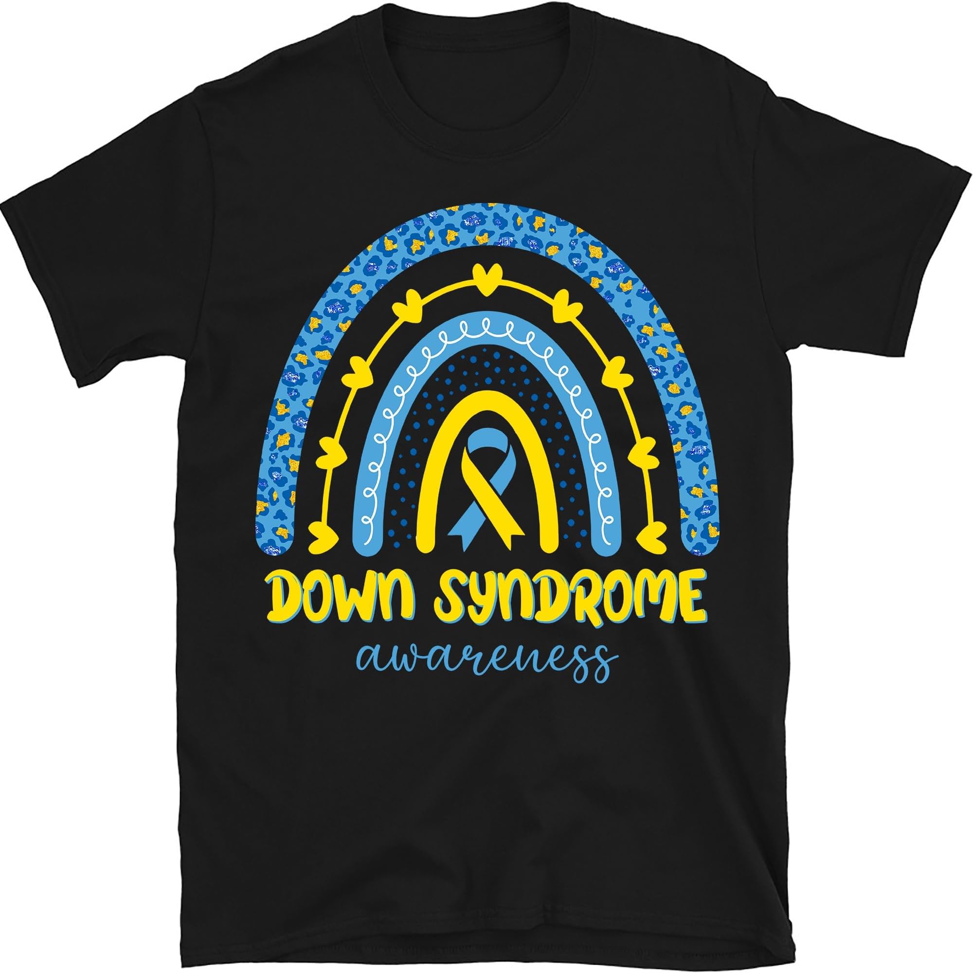 We Wear Blue and Yellow Down Syndrome Awareness Rainbow Shirt, World Down Syndrome Day Shirt, T21 Trisomy 21 Shirt, Extra Chromosome Shirt