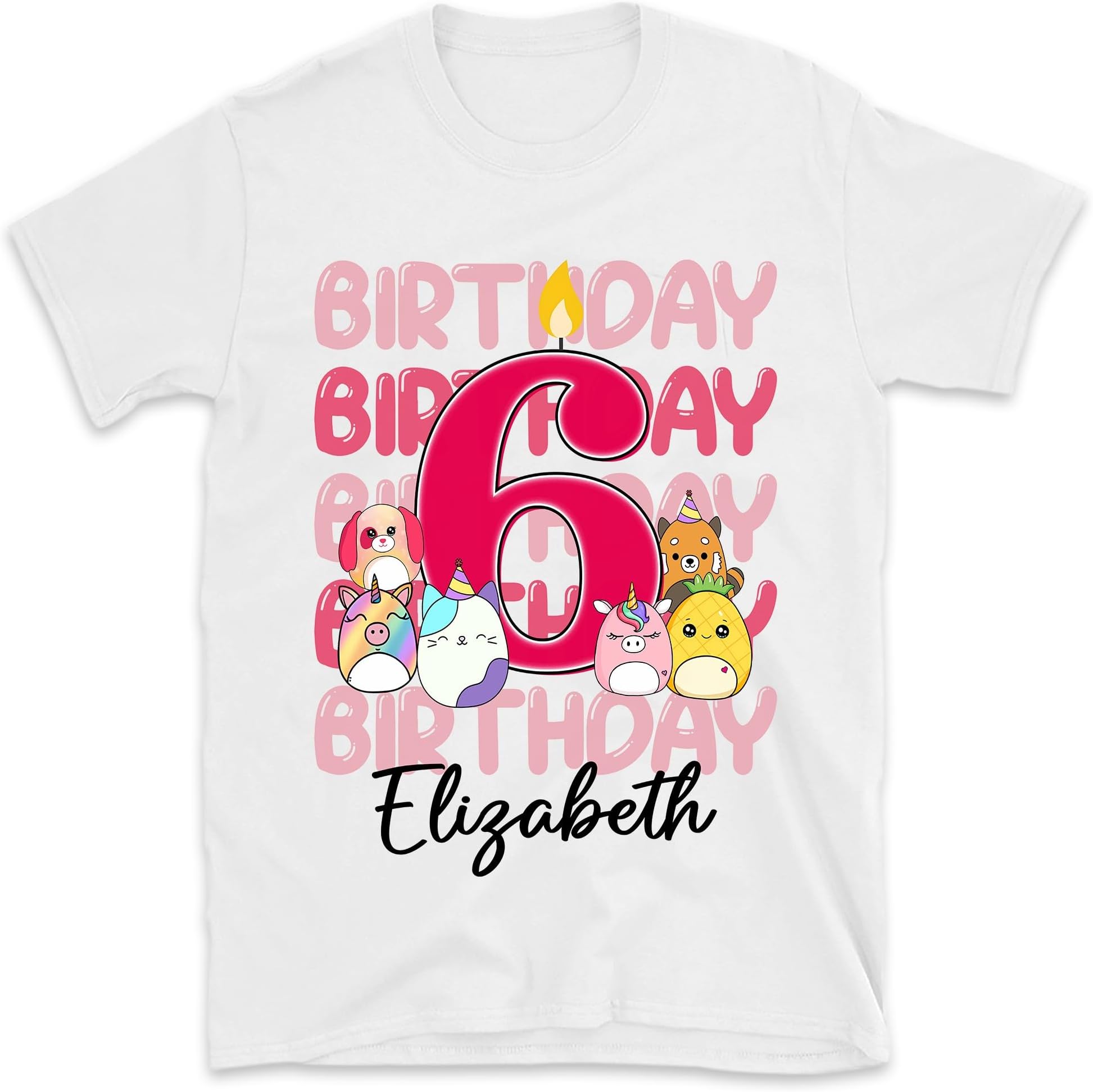 Personalized Squish Birthday Girl Shirt, Custom Age and Name Shirts, Birthday Girl Shirt, Birthday Party Girl Shirt