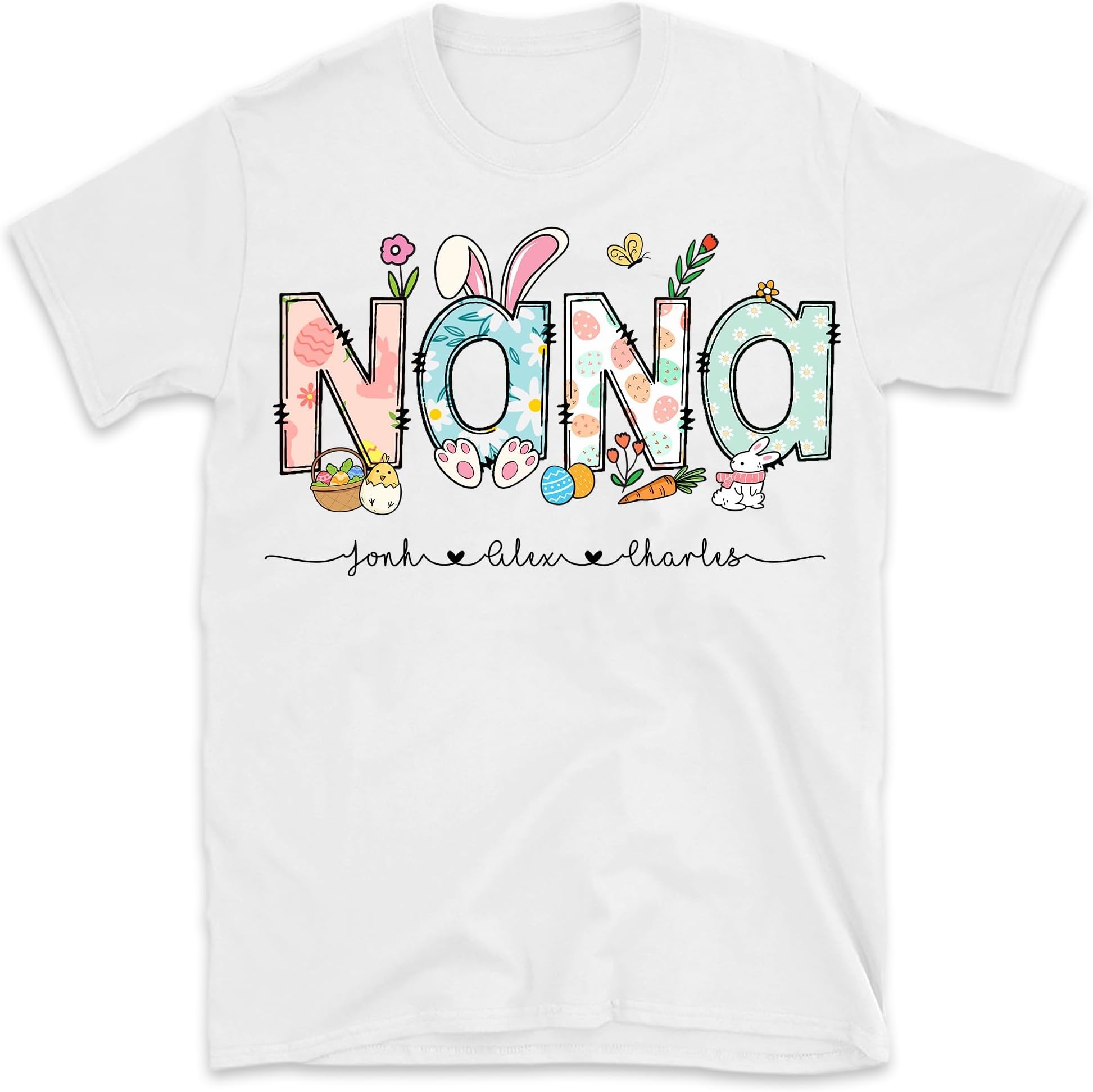 Easter Mimi Shirt, Personalized Easter Grandma Nana Shirt, Custom Easter Grandma Shirt with Grandkids Names, Mimi Bunny Shirt