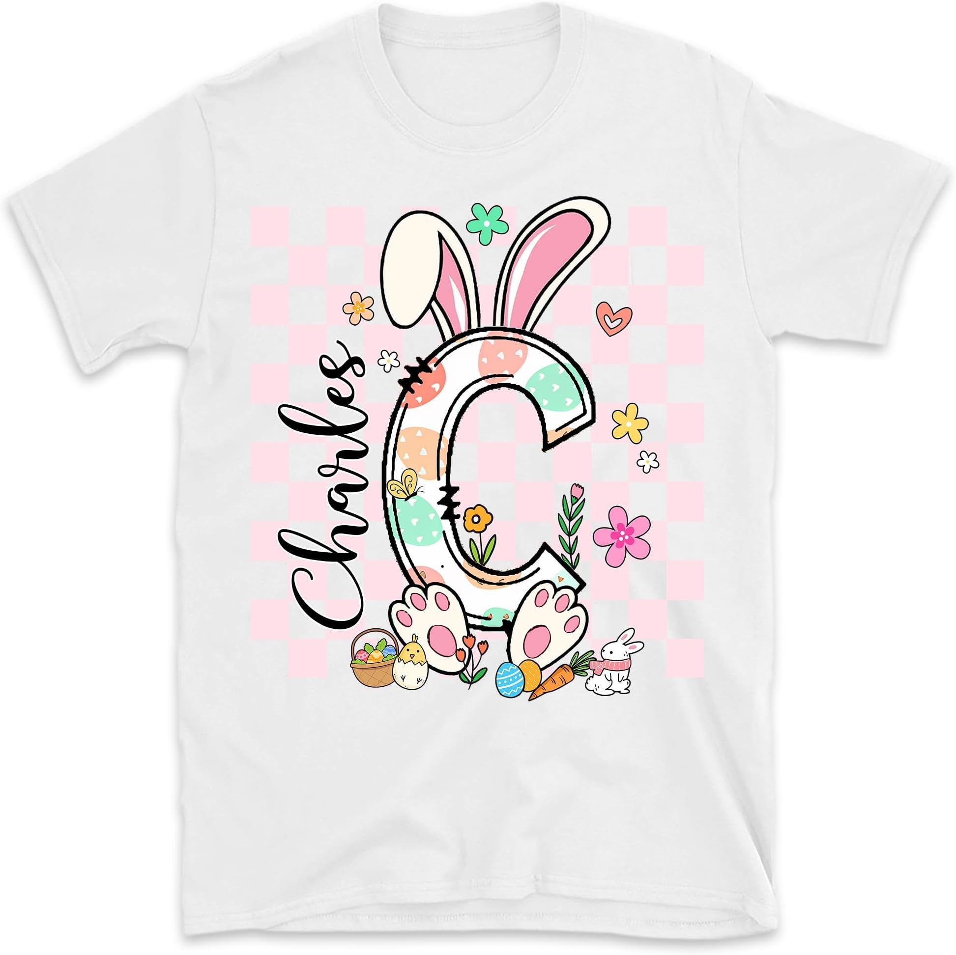 Kids Easter Shirt, Personalized Bunny Kids Shirt, Alphabet Name Shirt, Toddler Easter Shirt, Kids Easter Gift, Custom Easter Toddler Shirt