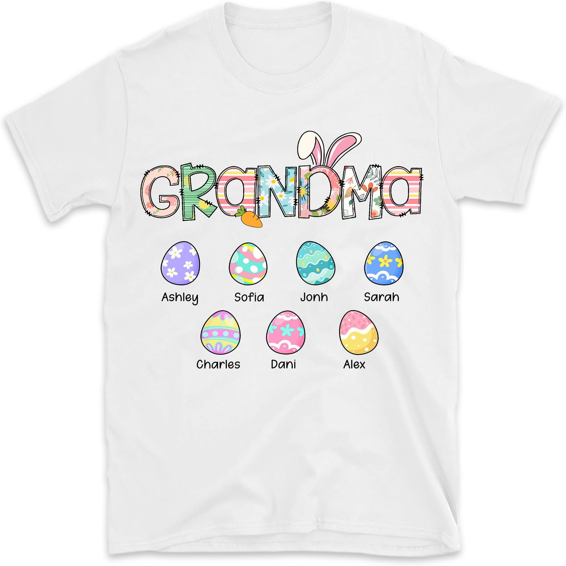 Custom Easter Grandma Shirt with Grandkids Names, Grandma Easter Shirt, Easter Shirt Women, Nana Mimi Easter Shirt, Grandma Bunny Shirt