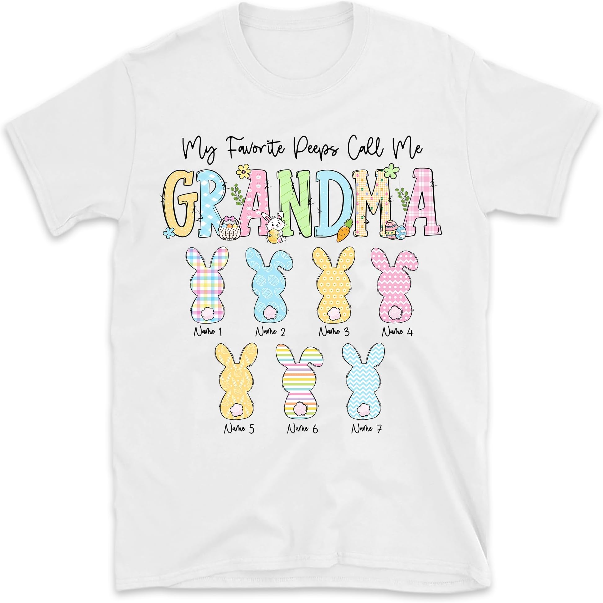 Personalized My Favorite Peeps Call Me Grandma Shirt, Easter Bunny Eggs Nana Shirt, Easter Day Gift for Mom