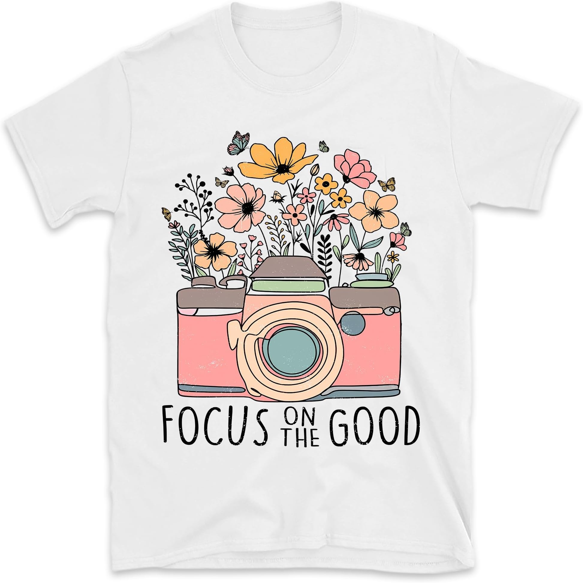 Focus On The Good Shirt, Floral Camera Shirt, Retro Shirt, Boho Shirt, Floral Photography Shirt, Photographer Wildflower Shirt