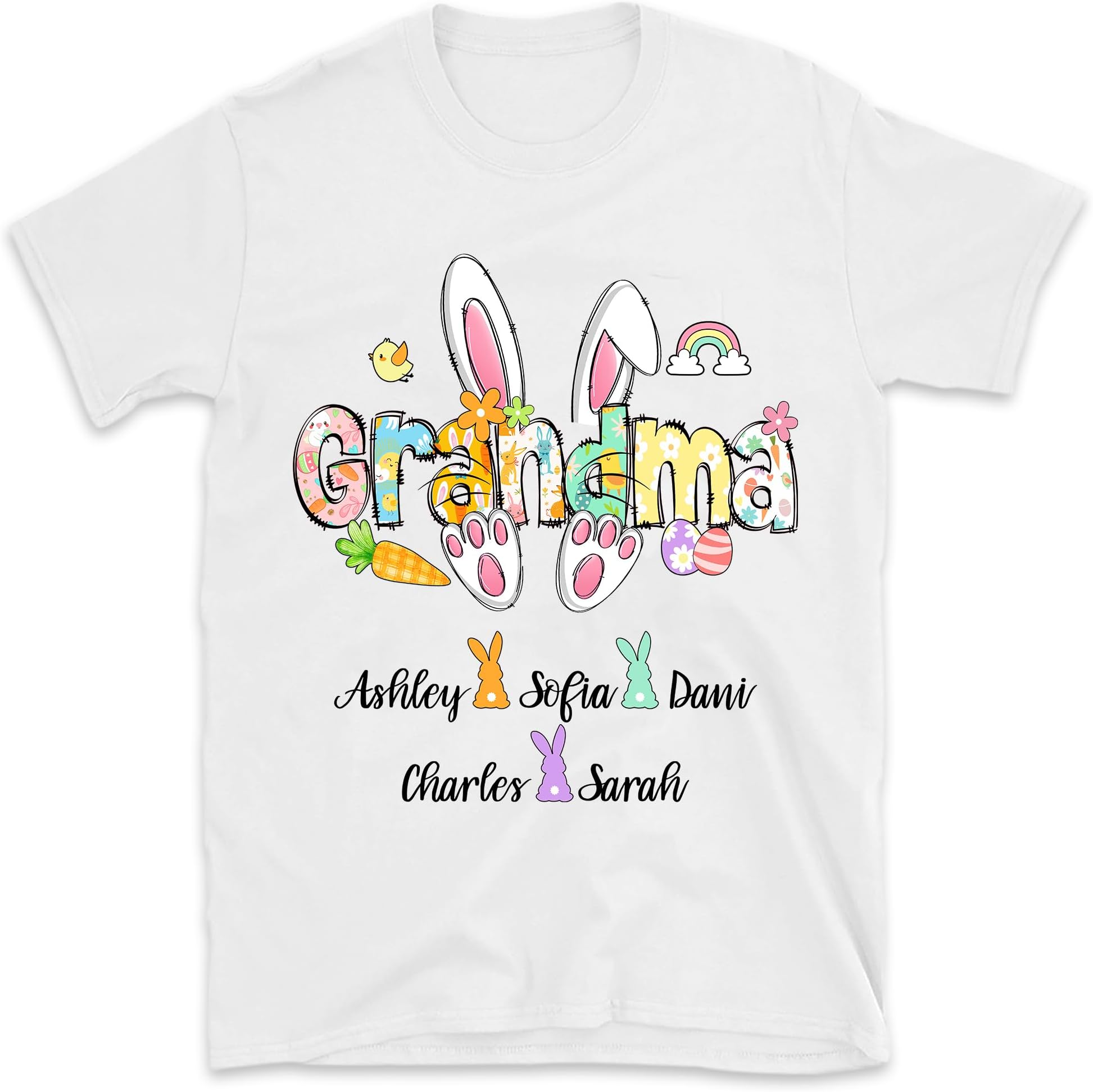 Grandma Easter Shirt, Personalized Grandma Shirt with Happy Easter Shirts Women, Mom Easter, Gift for Grandma Nana Mimi Gigi