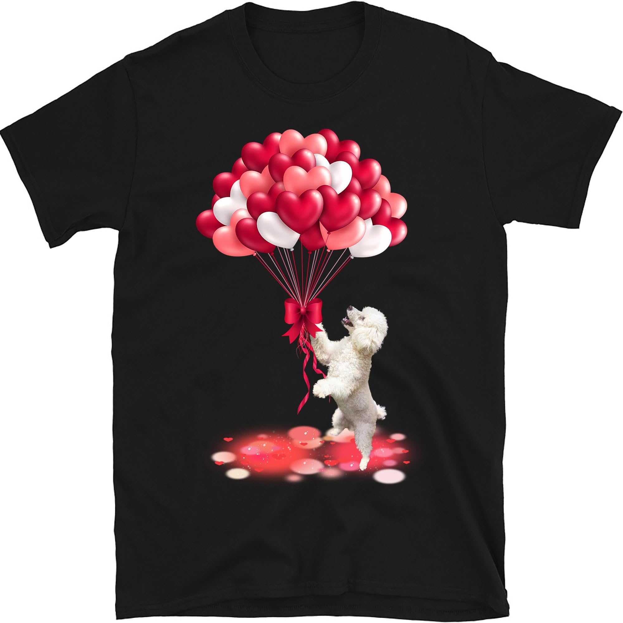 Poodle Valentine Shirt, Poodle With Heart Balloons Shirt, Poodle Valentine Sweatshirt, Valentines Day Dog Mom Gift, Small