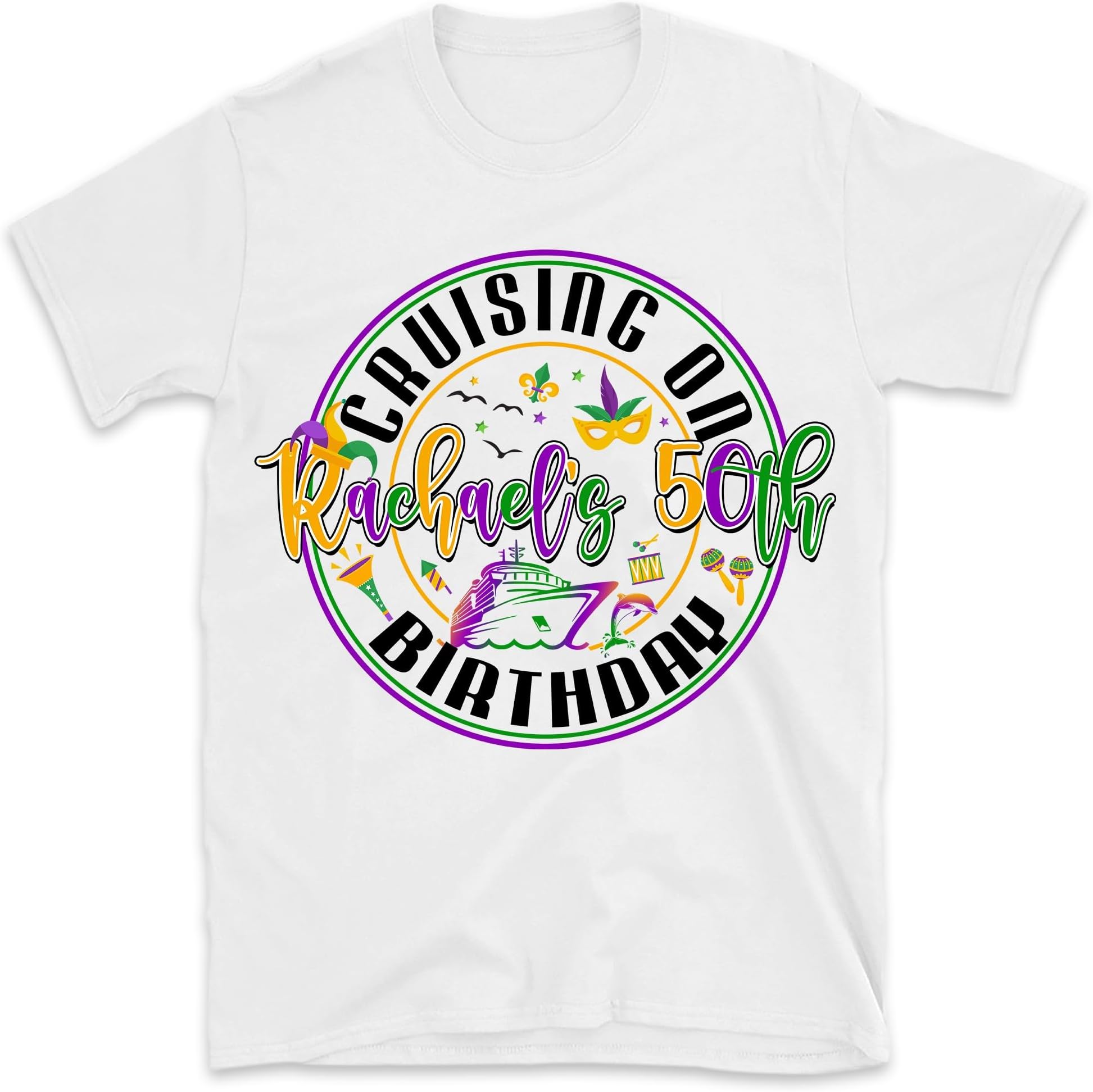 Cruising Into My 50th Birthday Shirt, 50 Year Old Cruise Birthday T-Shirt, Birthday Cruise Crew Shirt, Birthday Party Cruise Squad, Birthday Gift