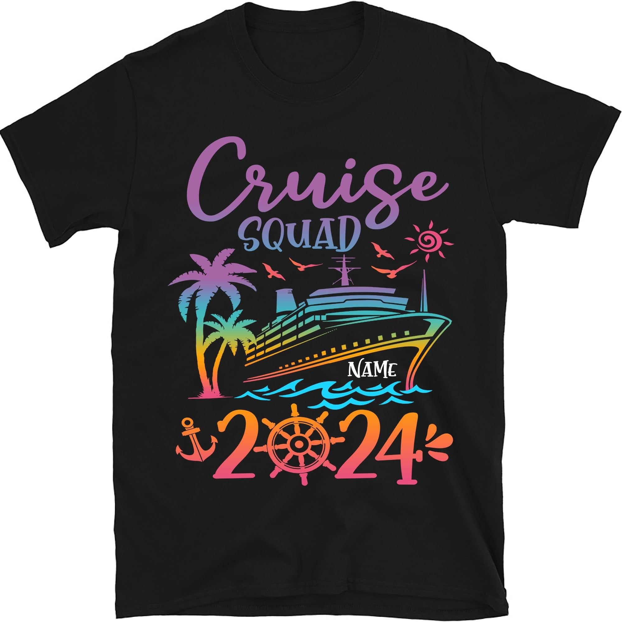 Personalized Cruise Squad 2024 Shirt, Colorful Cruise Crew Shirt Gift for Men Women