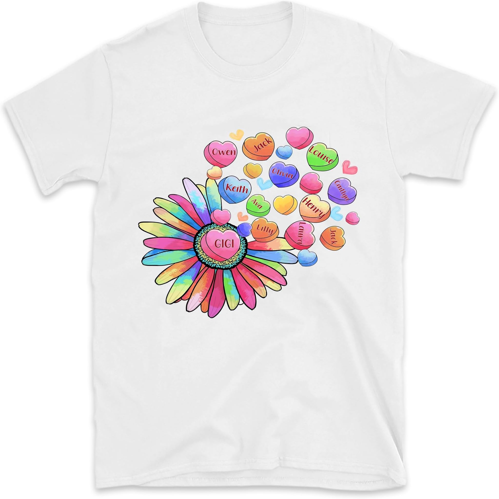 Grandma Valentine's Day Sunflower Conversation Hearts T-Shirt, Custom Mimi Valentine Shirts, Valentines Day Gift for Grandma Nana Mimi