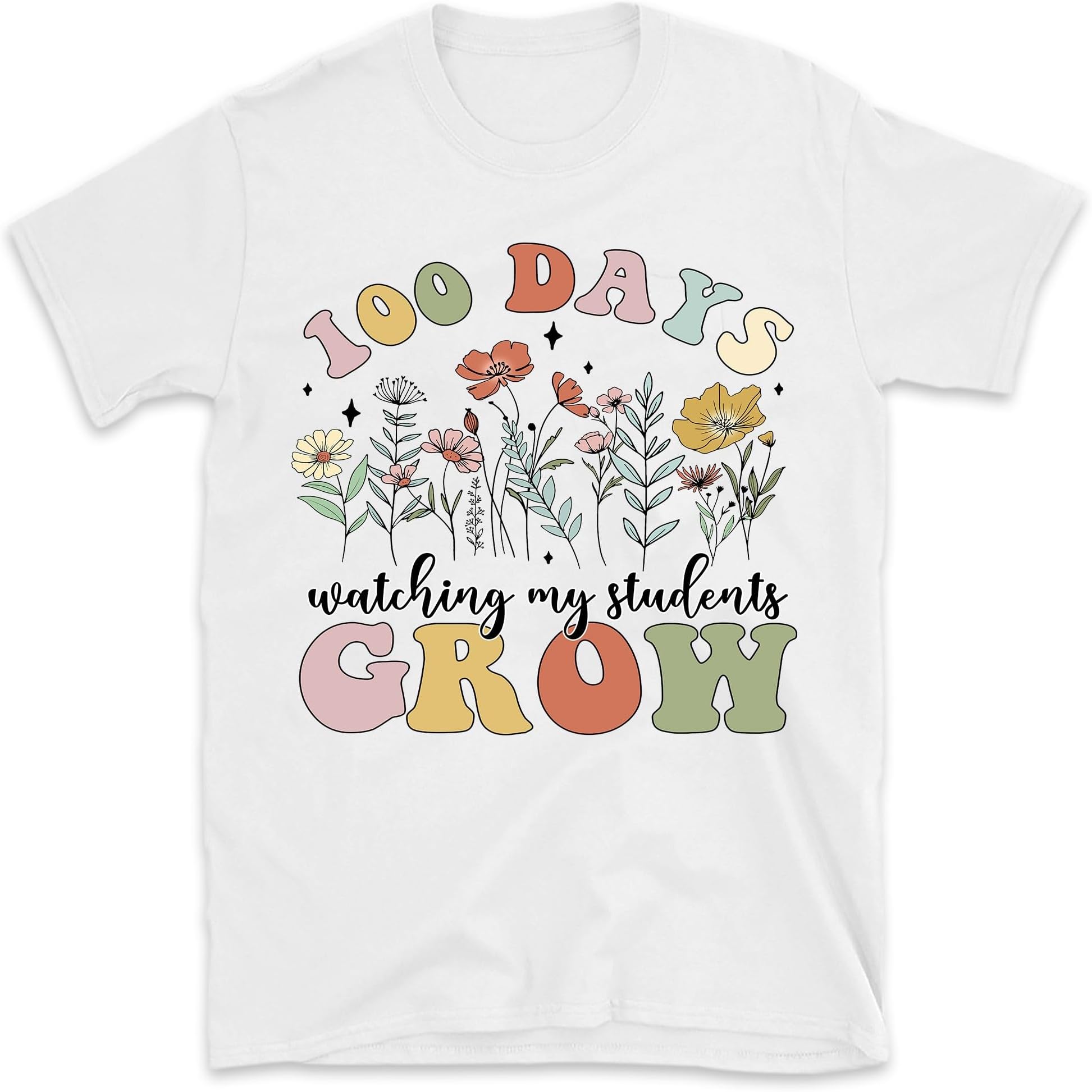 100 Days of School Teacher Shirt, 100 Days Watching My Students Grow Shirt Gift for Teacher, Small