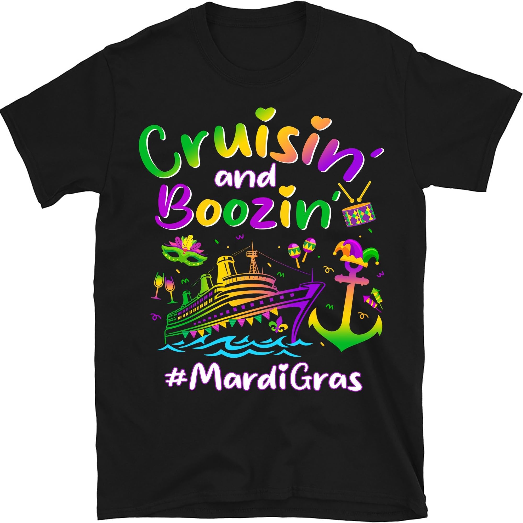 Mardi Gras Cruise Shirt, Cruisin and Boozin Mardi Gras Shirt, Mardi Gras Party Gift for Men Women