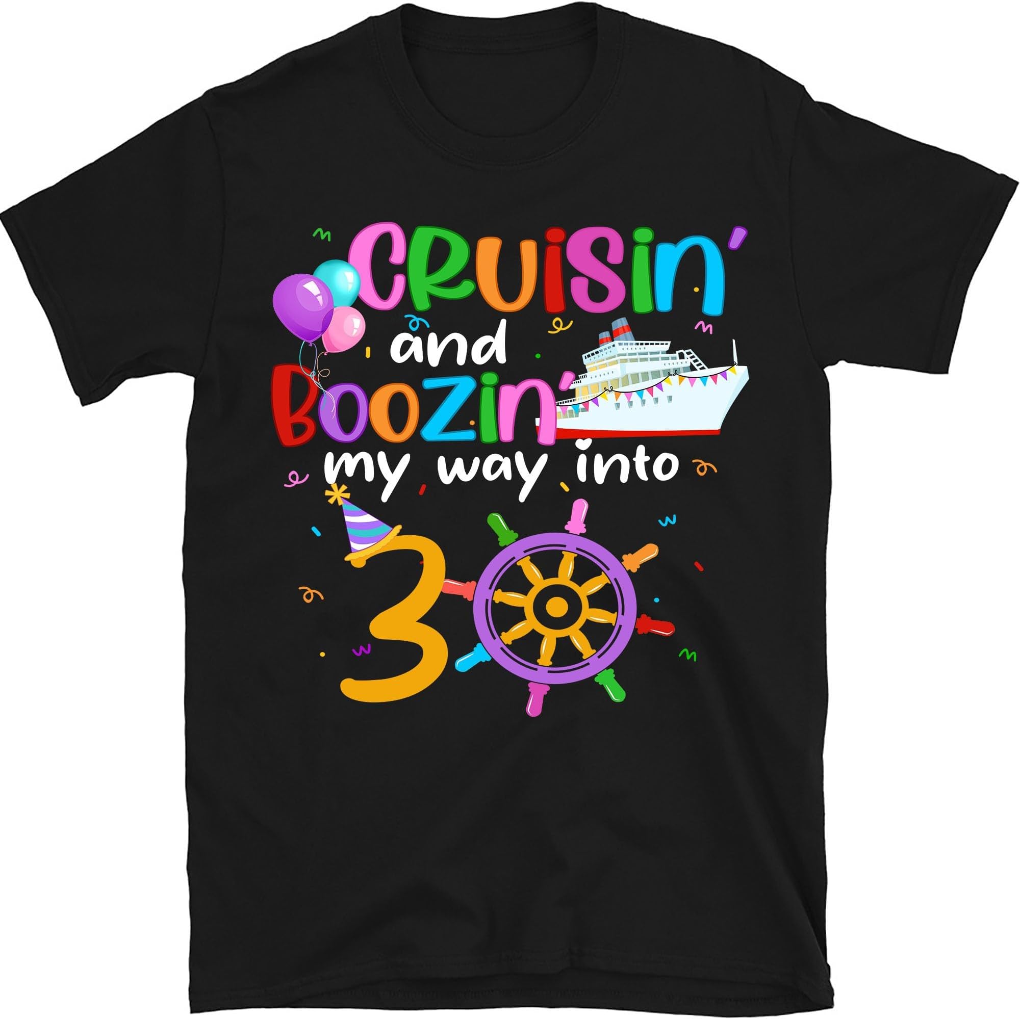 Cruisin and Boozin My Way Into 50 Shirt, Birthday Cruise Shirt, Cruise Birthday Party Shirt Gift for Women, Small