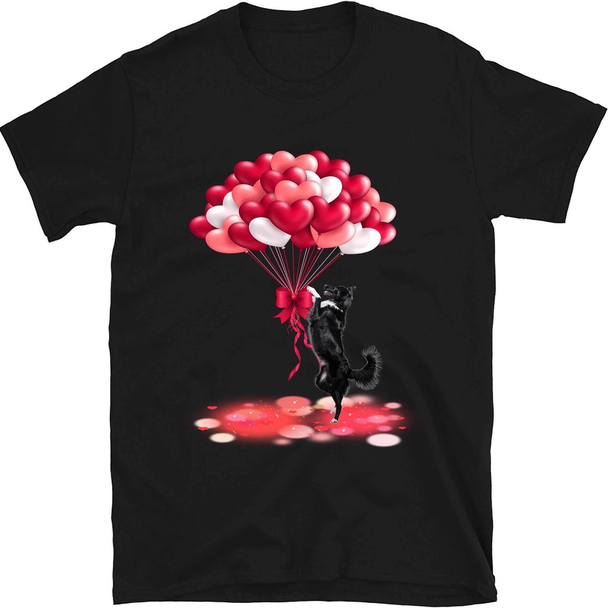 Border Collie Valentines Day Shirt, Border Collie Heart Balloons Valentine Gift, Border Collie Mom, Border Collie Lover Gift