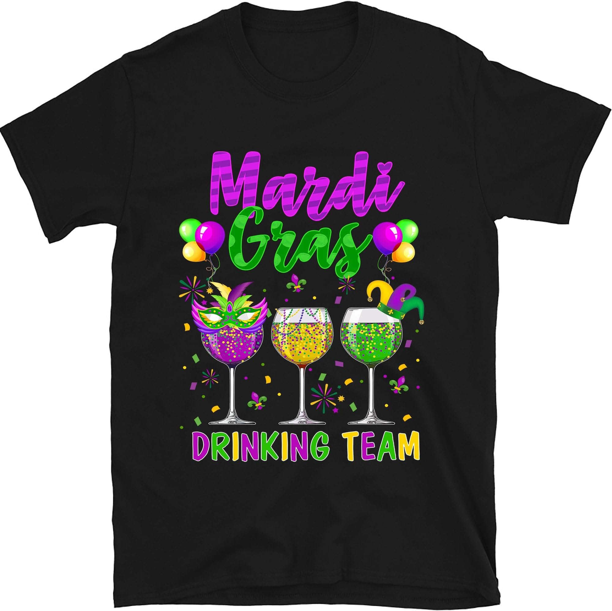 Mardi Gras Drinking Team Shirt, Wine Mardi Gras Beads Shirt, Mardi Gras Shirt, Fat Tuesday Shirt, Mardi Gras Drinking Party Tee