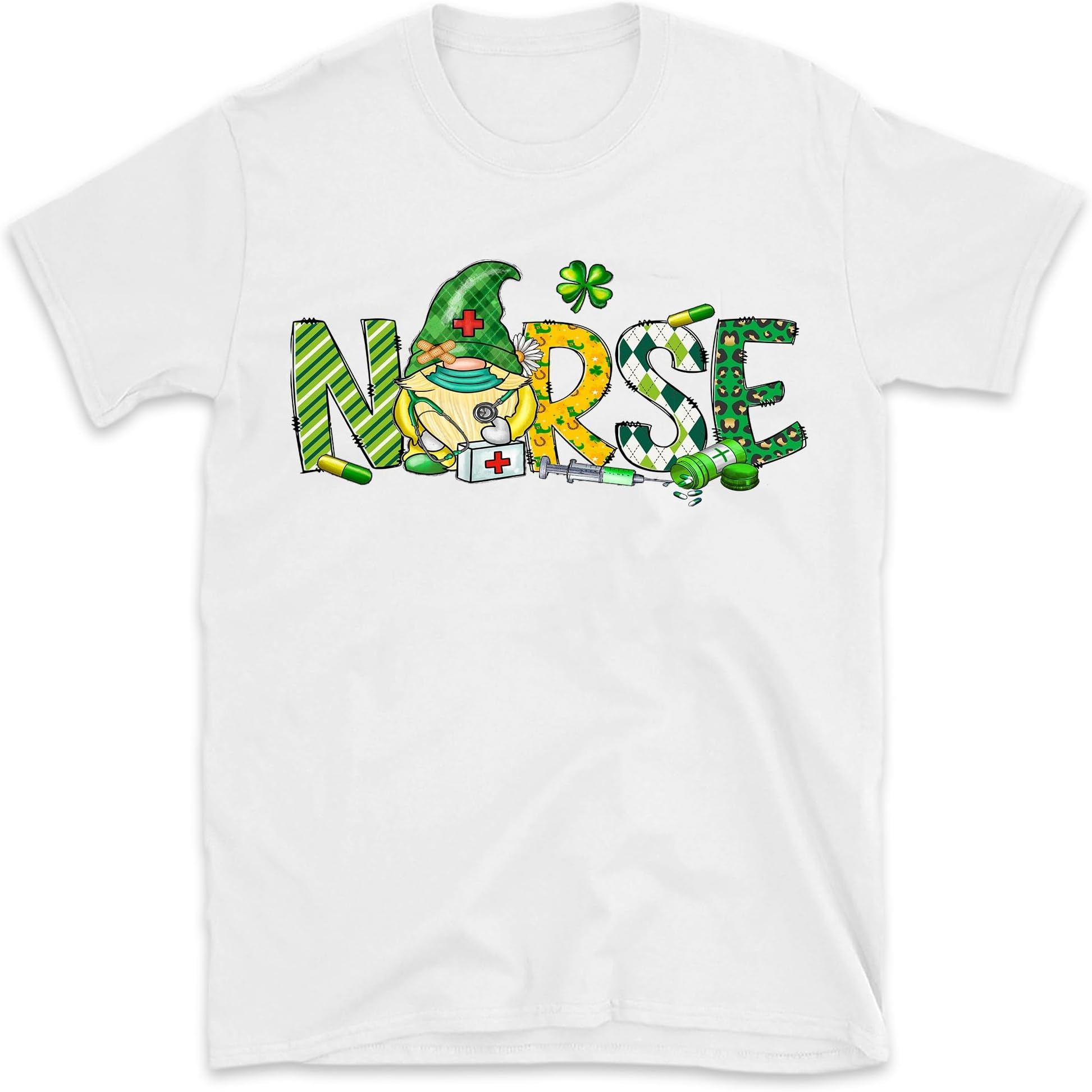 Irish Nurse Stethoscope Scrub St Patricks Day Nurses Women T-Shirt, Nurse Patrick Day, Nurse Gift