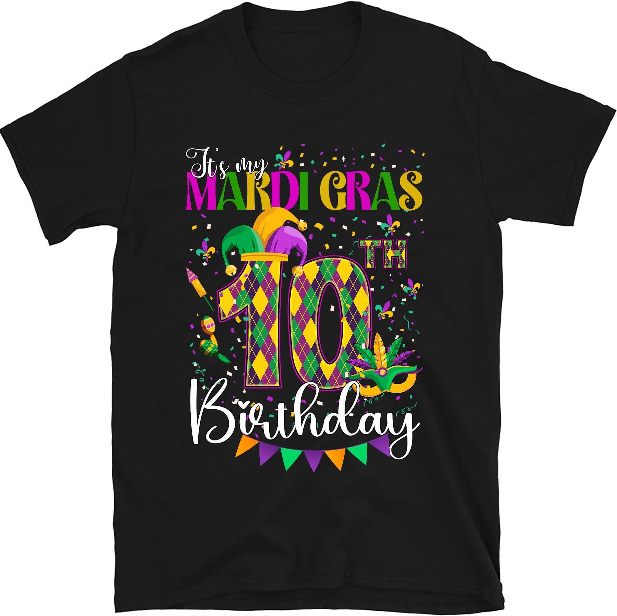 It's My 10th Birthday Shirt, Mardi Gras Birthday Shirts, Mardi Gras Party, 10th Birthday, Mardi Gras Theme, Mardi Gras Carnival Party