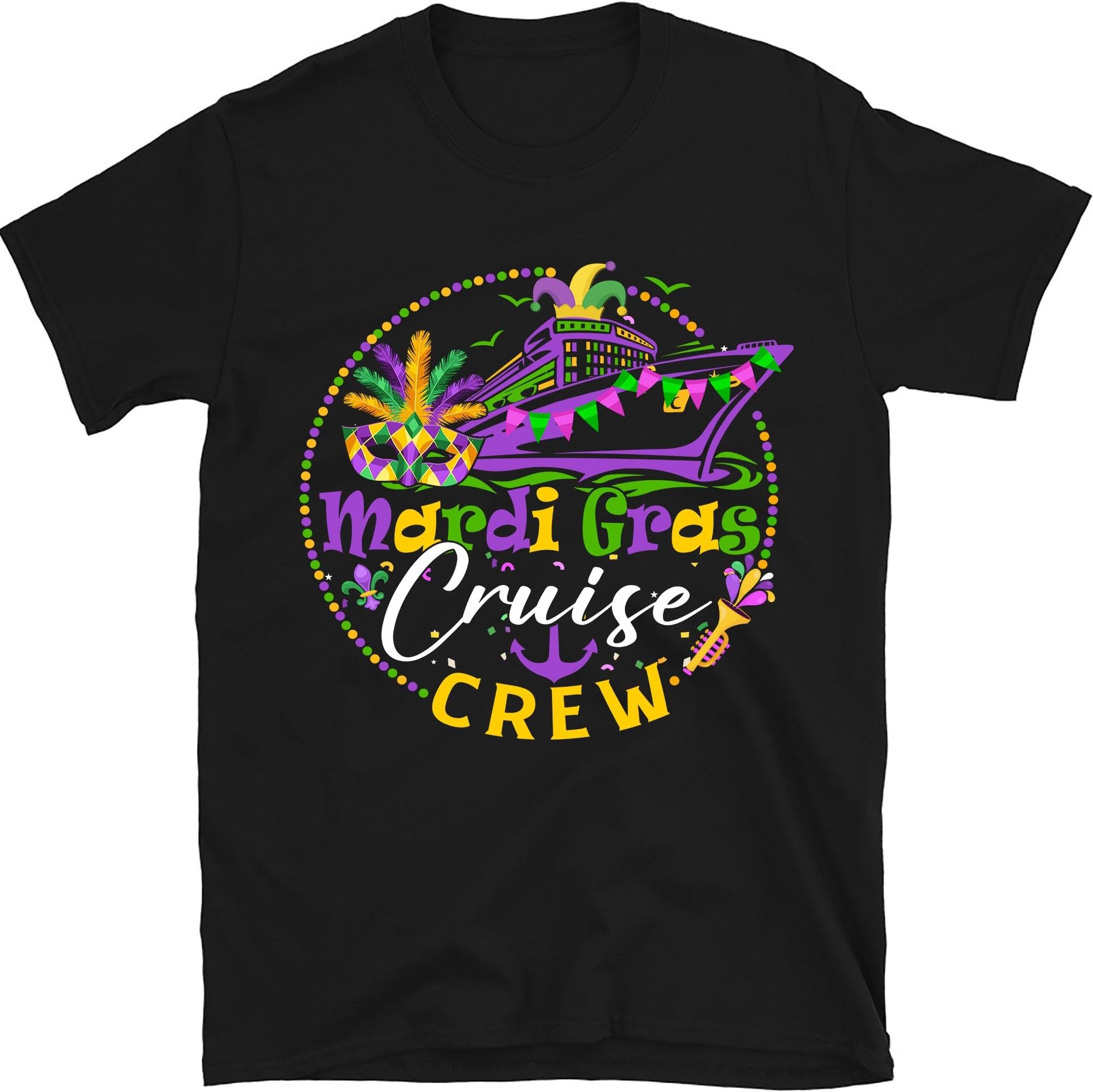 Mardi Gras Cruise Crew Shirt, Mardi Gras Cruise Vacation, Family Cruise Matching Shirt, Mardi Gras Carnival Party Tee, Funny Cruising Festival Party T-Shirt, Small