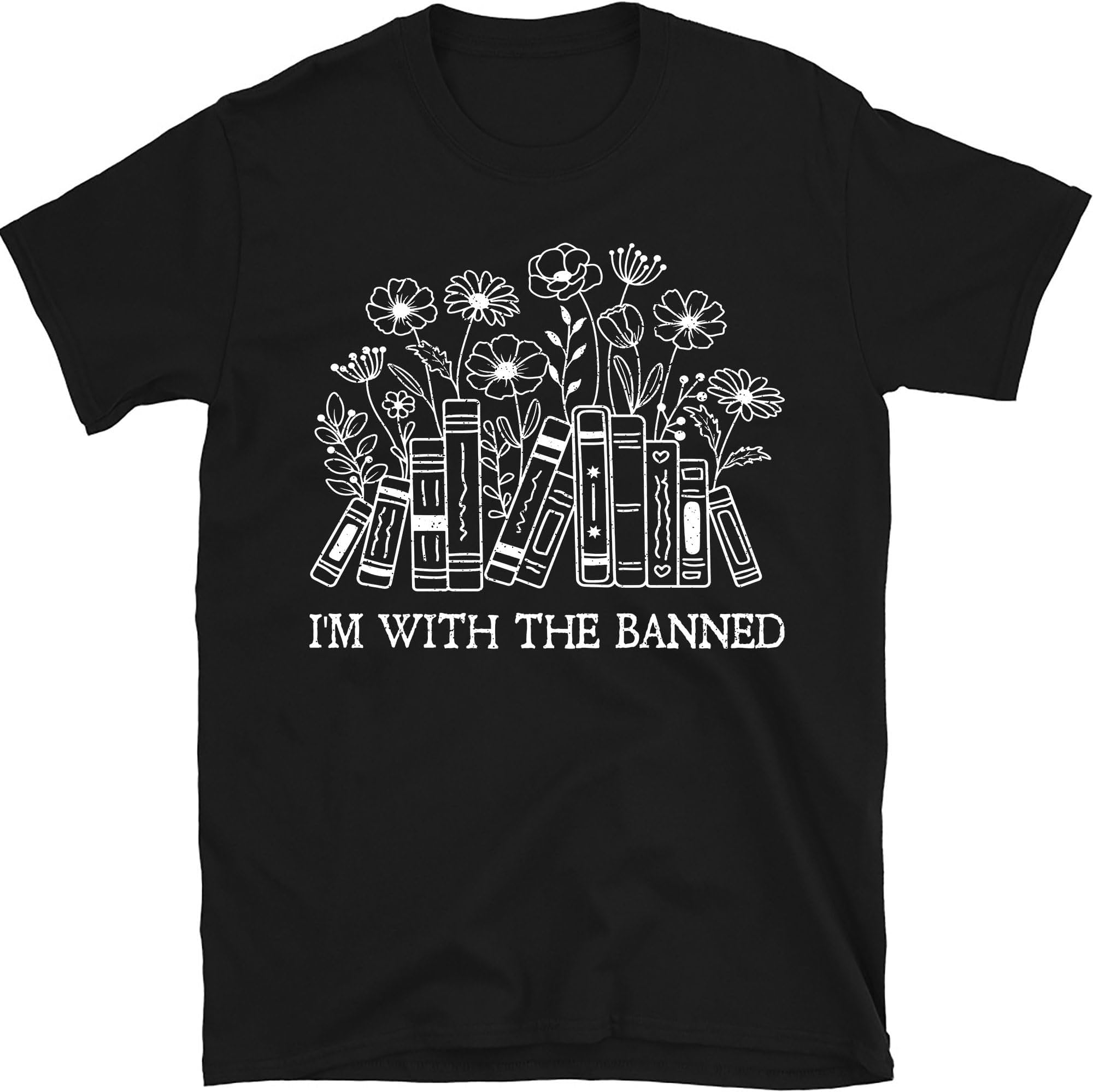 I'm with The Banned Shirt, Wildflowers Reading Shirt, Floral Bookworm Shirt, Book Nerd Shirt, Librarian Shirt, Women Reader Shirt