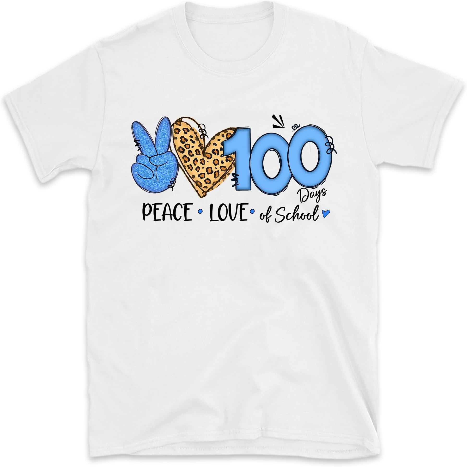 Peace Love 100 Days of School Shirt, Leopard 100th Day of School Shirt, 100 Days Brighter Shirt, School Student Teacher Shirt