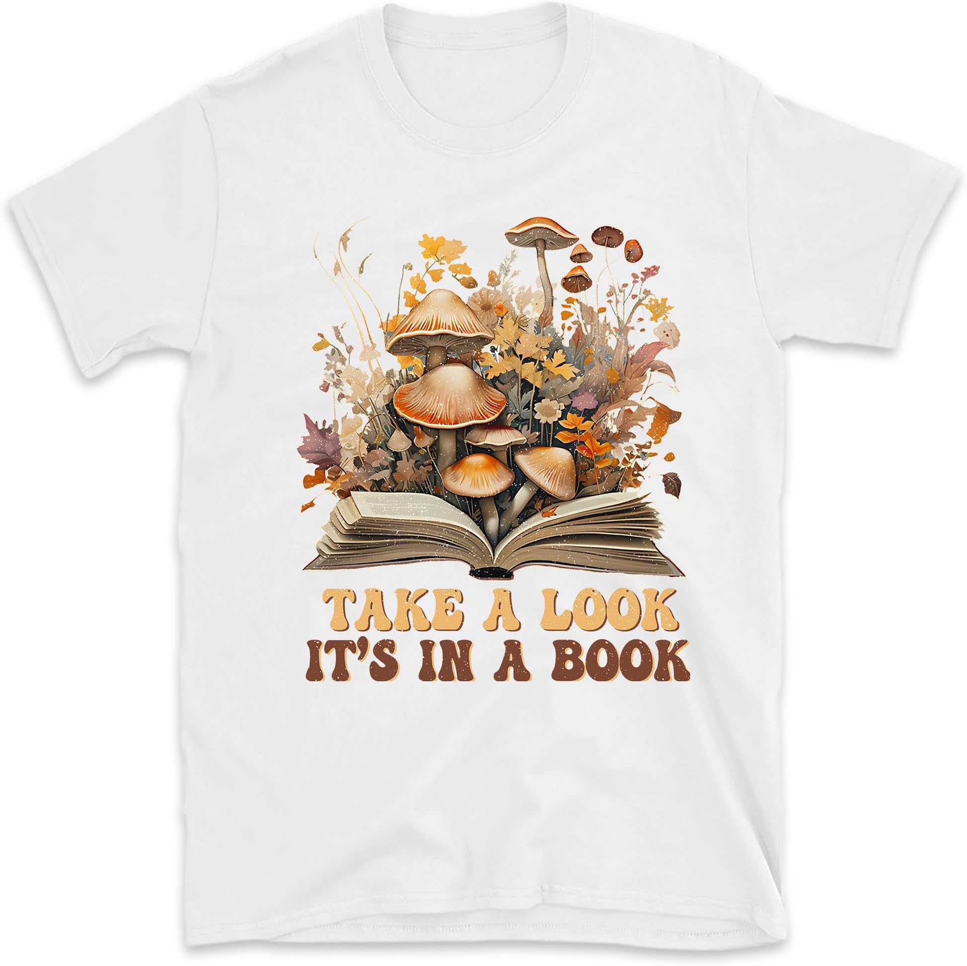 Take A Look It's in A Book Shirt, Wildflowers Mushroom Book Shirt, Book Lover Shirt, Cottagecore Book Nerd Shirt, Floral Librarian Shirt