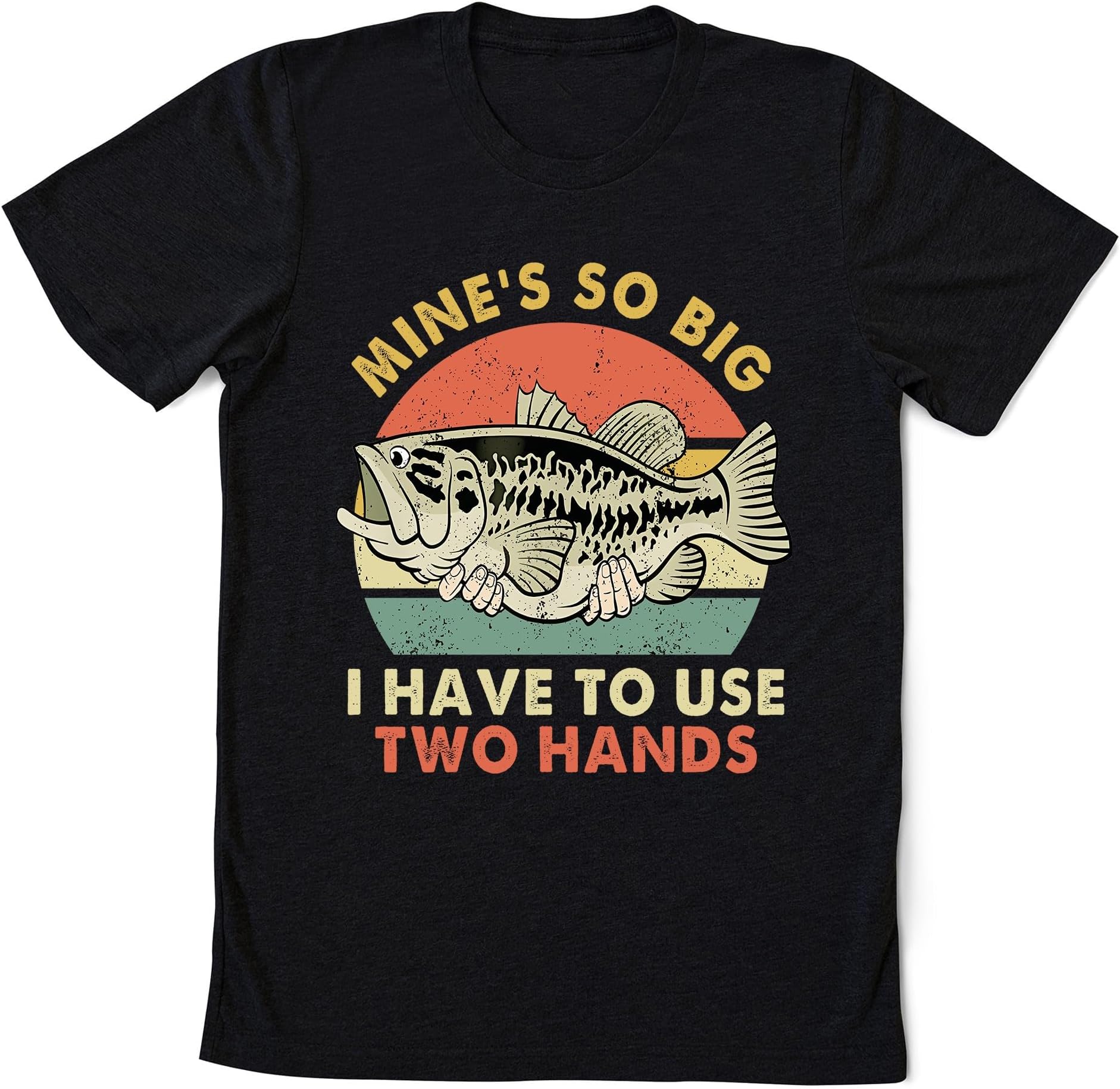 Mine's So Big I Have to Use Two Hands Shirt, Funny Bass Dad Fishing Shirt, Fishing Lover Shirt, Vintage Fishing Shirt, Gift for Fisherman