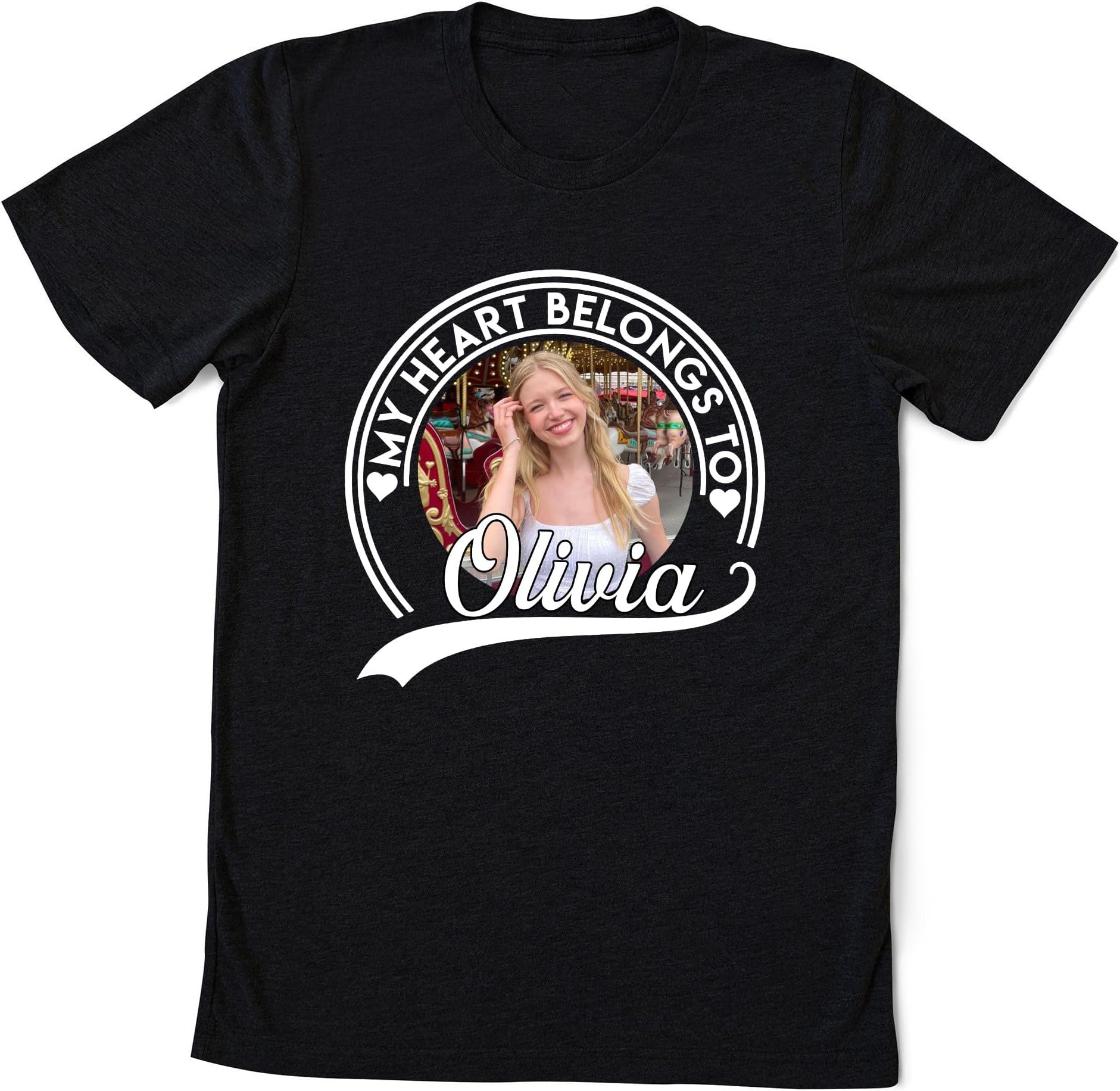Personalized My Heart Belongs to Shirt, Valentine Shirt, Boyfriend Girlfriend Custom Photo Shirt, Spouse Custom Shirt, Valentine Gift Idea, Small
