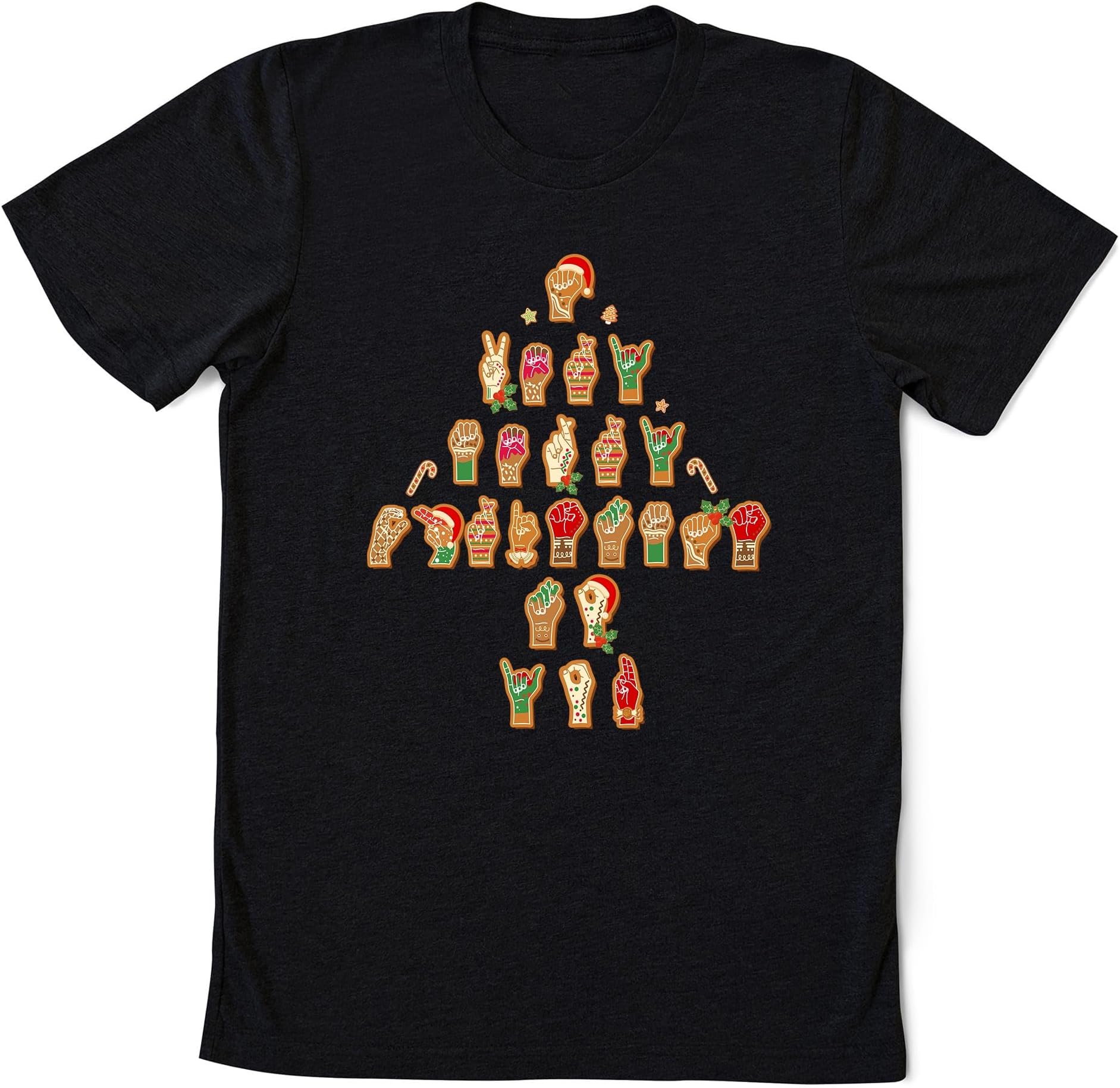 Gingerbread ASL Christmas Tree Shirt, ASL Christmas Sign Language Shirt, ASL Christmas Matching Cookie Baking Crew Shirt