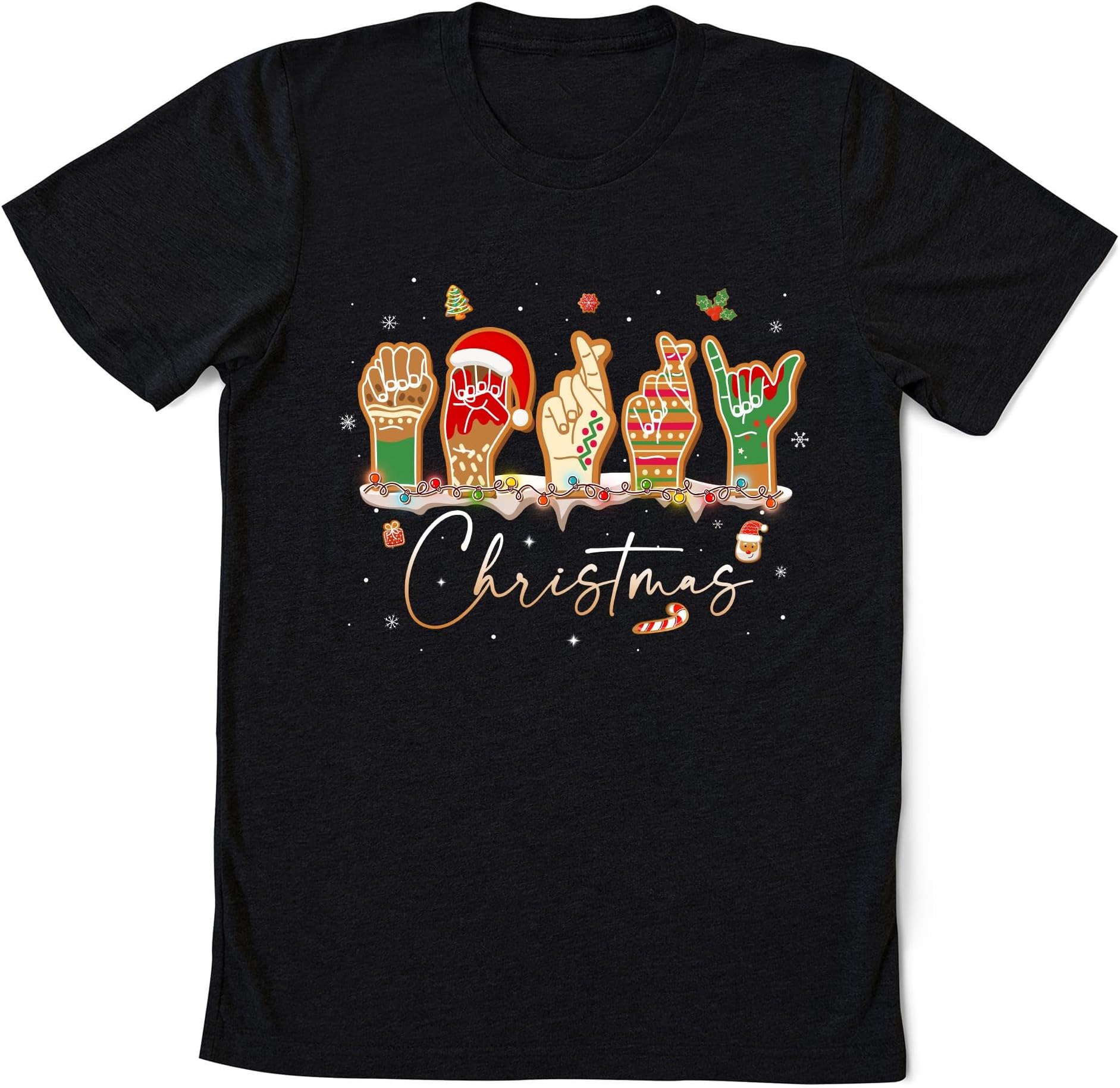 Merry Christmas Gingerbread ASL Shirt, ASL Christmas Sign Language Shirt, ASL Christmas Matching Cookie Baking Crew Shirt