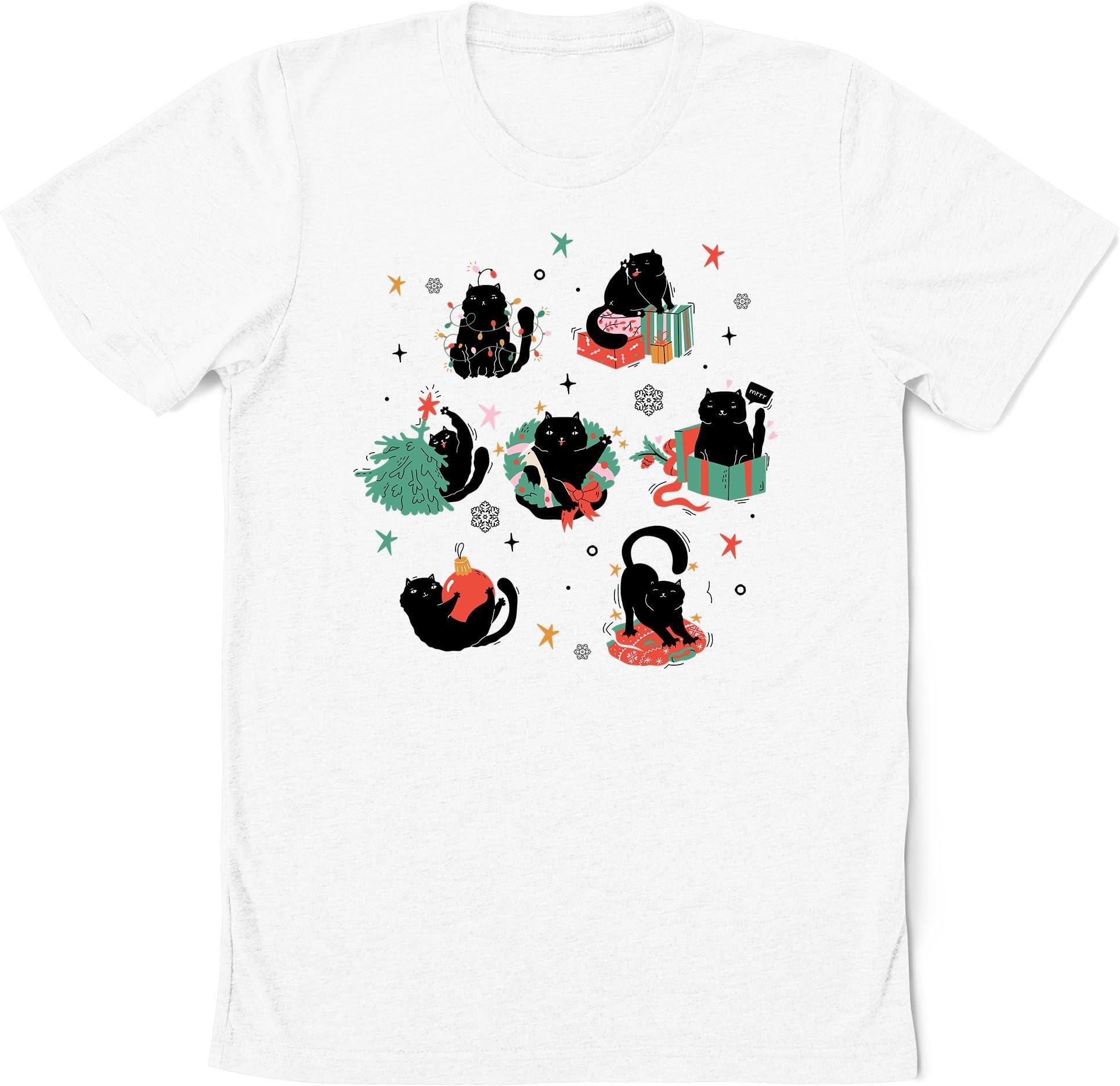 Black Cat Christmas Sweatshirt, Meowy Christmas Shirt, Cat Lovers Xmas Shirt, Christmas Cat Owner Gift