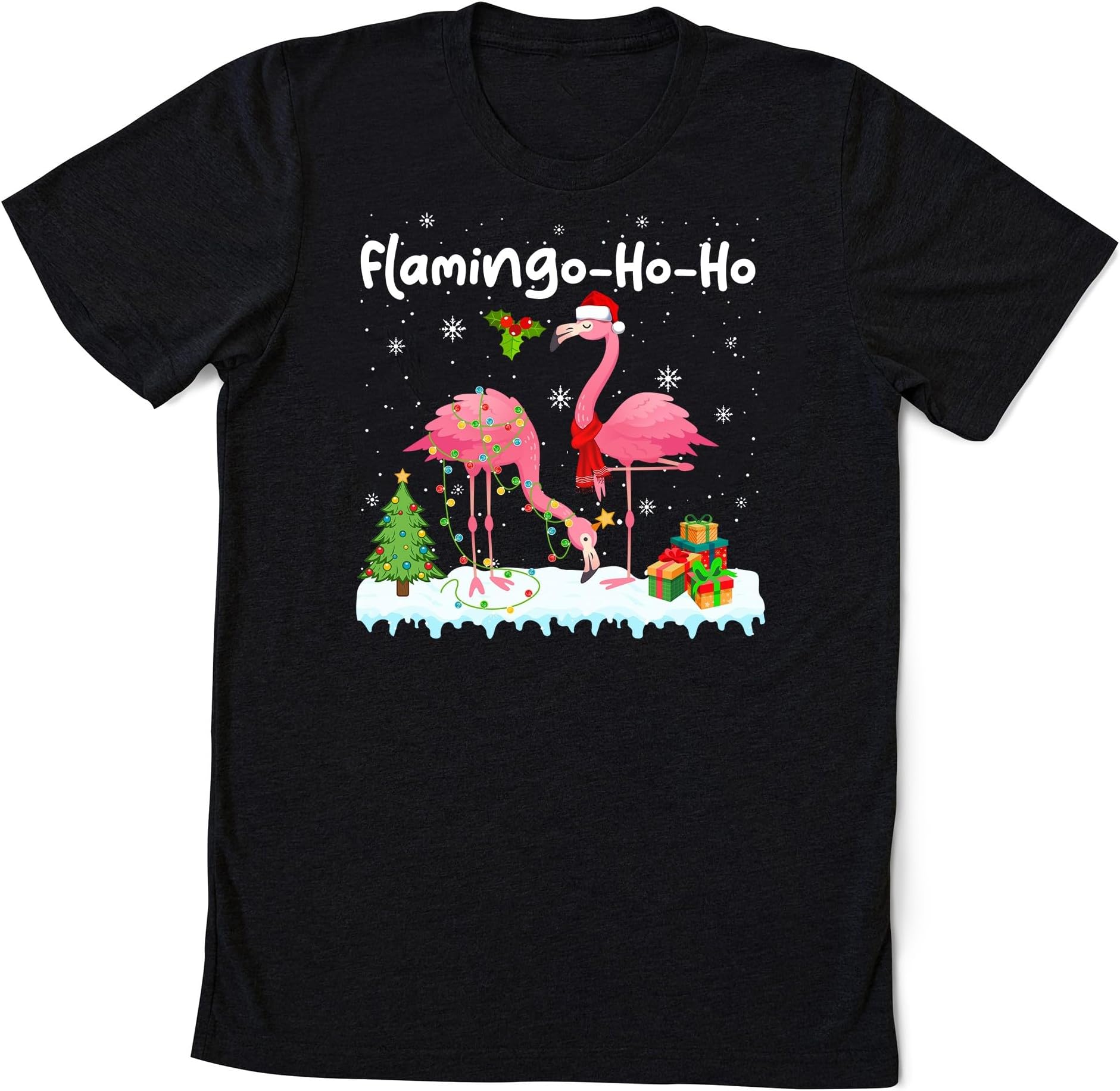 Christmas Flamingo Ho Ho Shirt, Christmas Lights Flamingo Shirt, Funny Flamingo