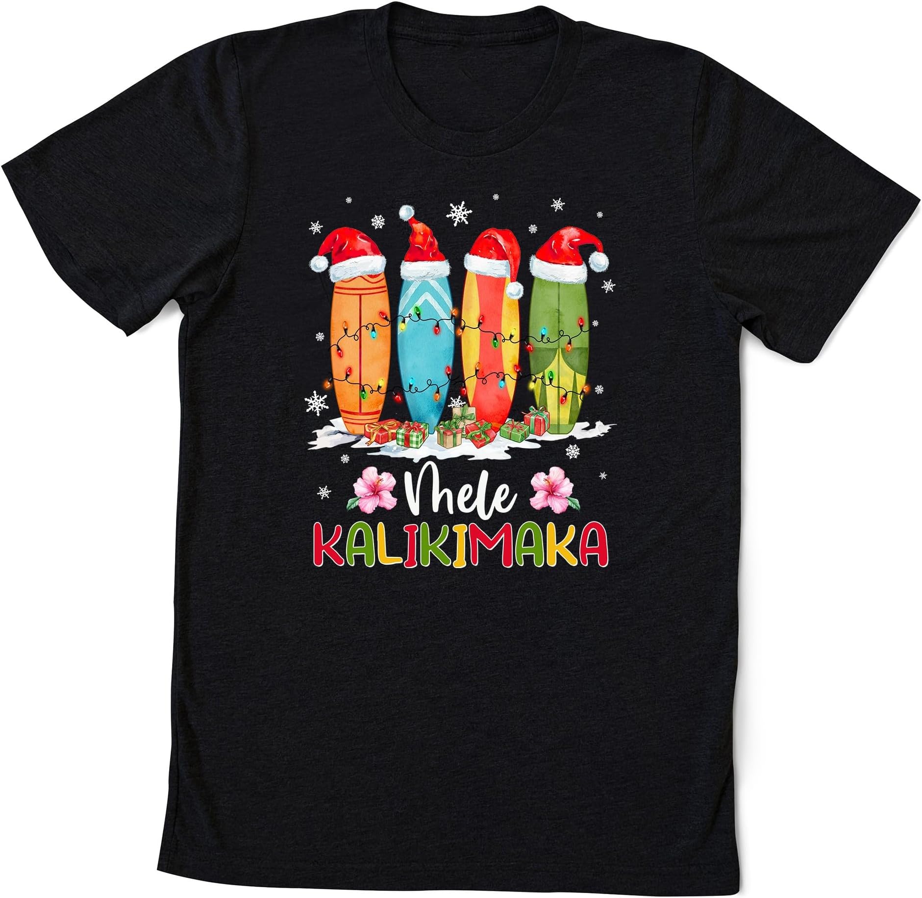 Mele Kalikimaka Shirt, Hawaii Christmas Shirt, Beach Christmas Shirt, Surfboard Christmas T-Shirt
