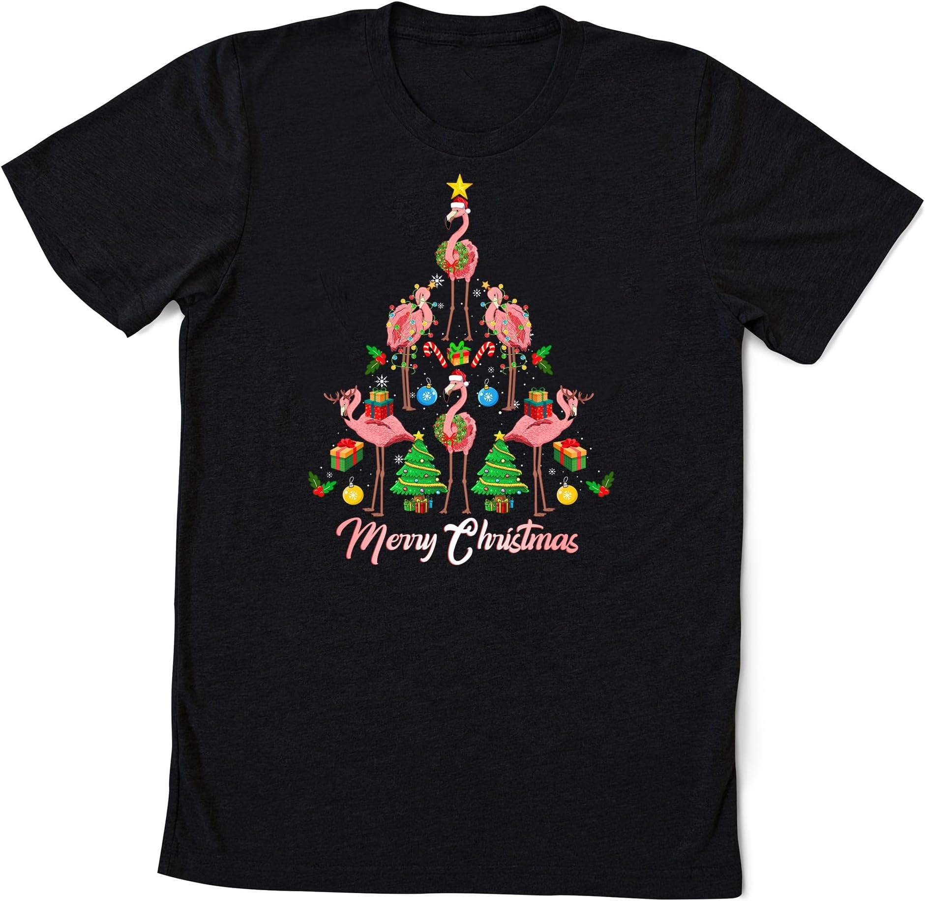 Flamingo Christmas Tree T-Shirt, Cute Flamingo Christmas Shirt, Christmas Shirts for Flamingo Lover Gift