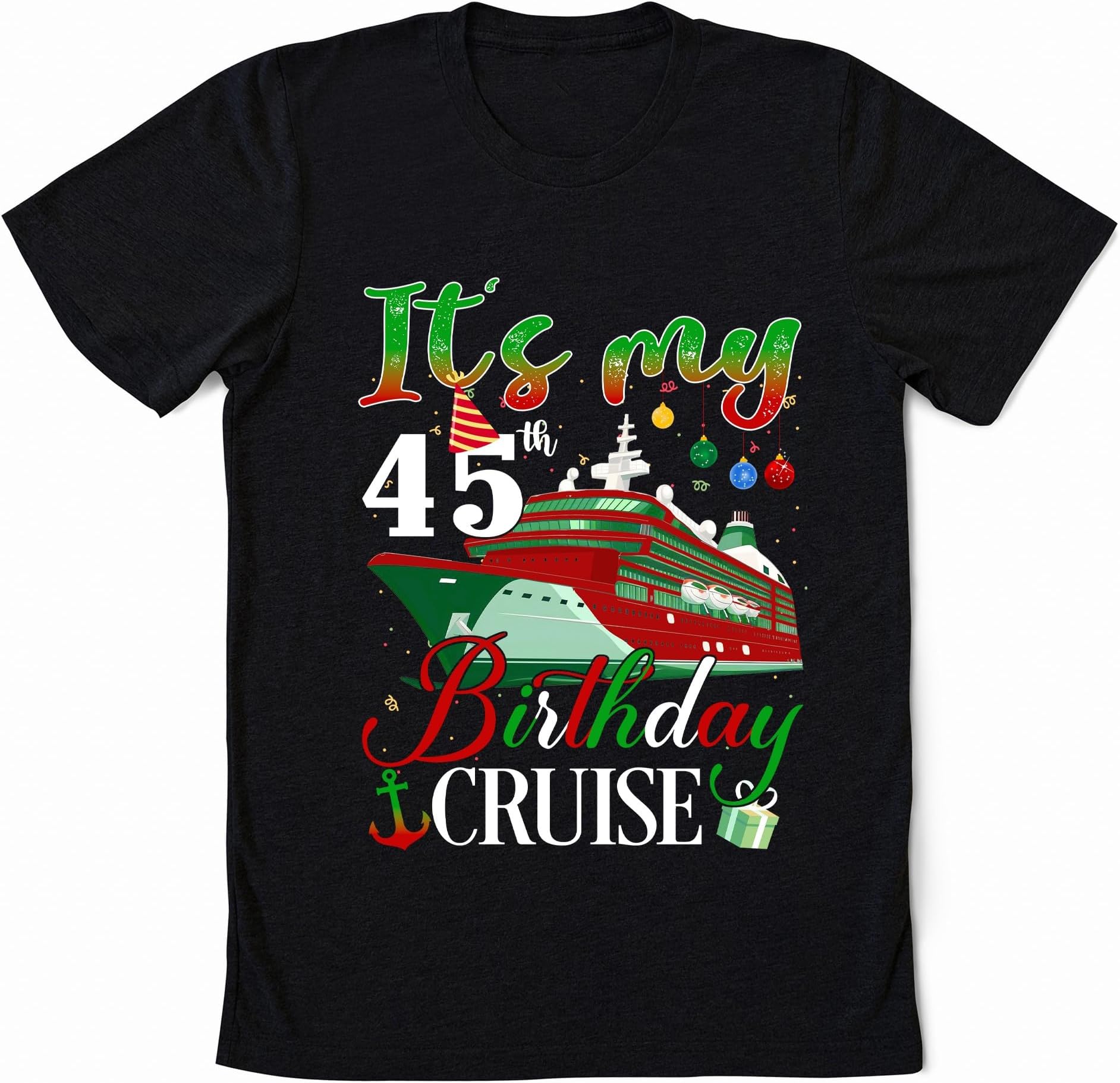 Personalized 45th Birthday Cruise Shirt, Christmas Birthday Party Sweatshirt, Funny Xmas Birthday Gift, Merry Cruisemas 2023 Shirt, Family Christmas Cruise Shirt