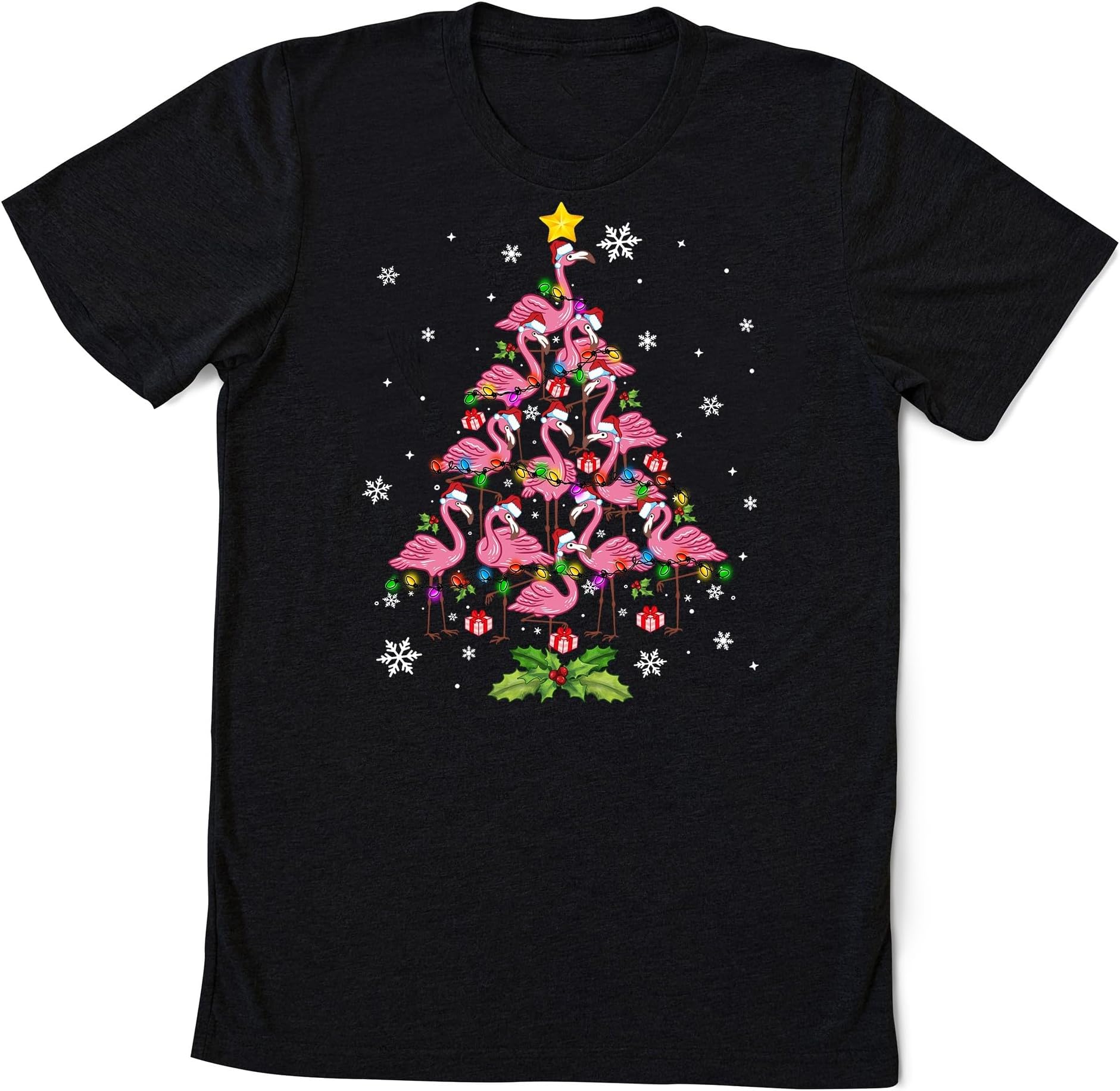 Christmas Flamingo Shirt, Pink Flamingo Christmas Tree T-Shirt, Tropical Xmas Tee, Cute Christmas Shirt